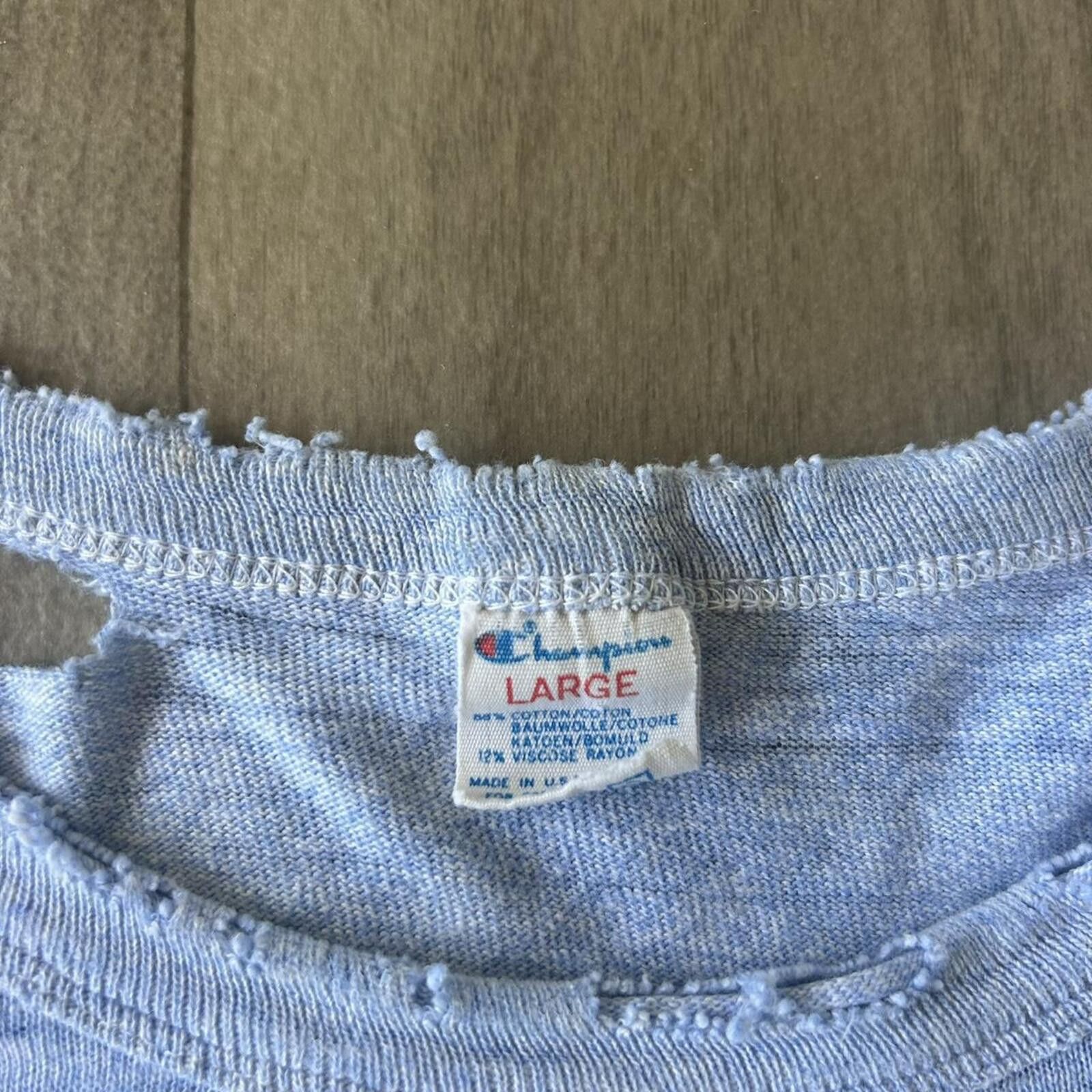 Champion Vintage 80’s Champion Light Blue Athletic Department shirt L Size US L / EU 52-54 / 3 - 3 Thumbnail