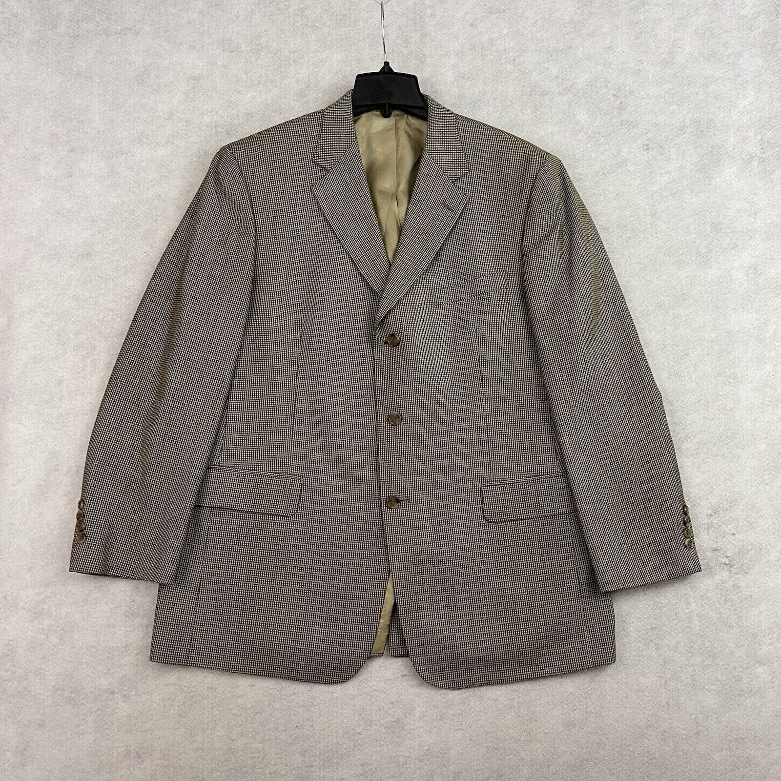 Brooks Brothers BROOKS BROTHERS Blazer Mens 44 R Beige Wool Houndstooth Size 44R - 9 Thumbnail