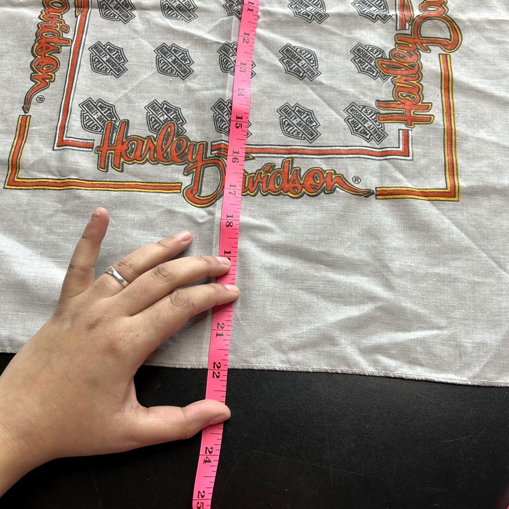 Harley Davidson VINTAGE 90s Harley-Davidson Gray Biker Motorcycle Square Scarf Bandana 22x22 Mens Size ONE SIZE - 5 Thumbnail
