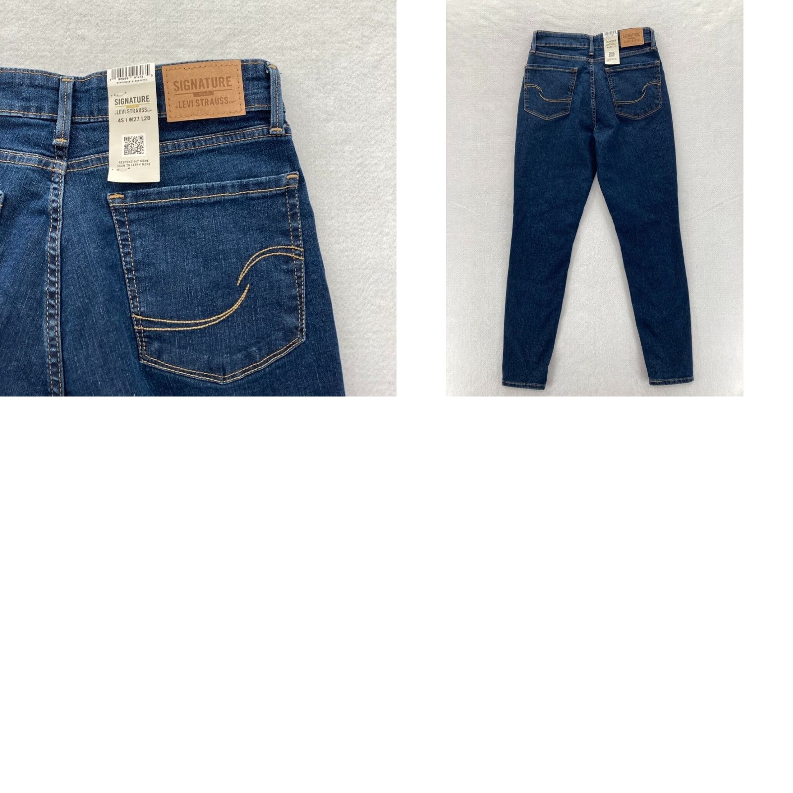 Vintage Signature Levi Strauss Gold Women's 4 Dark Wash Blue Stretch Denim Skinny Jeans Size 27" / US 4 / IT 40 - 9 Thumbnail