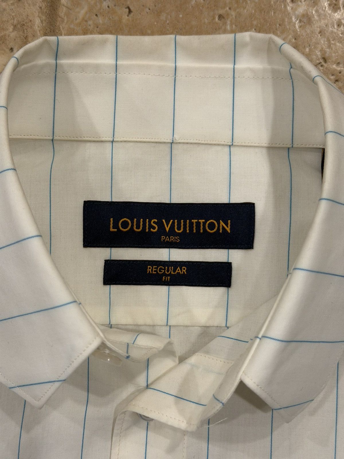 Louis Vuitton Louis Vuitton x Virgil Pin Striped Monogram Spray Logo Shirt Size US S / EU 44-46 / 1 - 11 Thumbnail