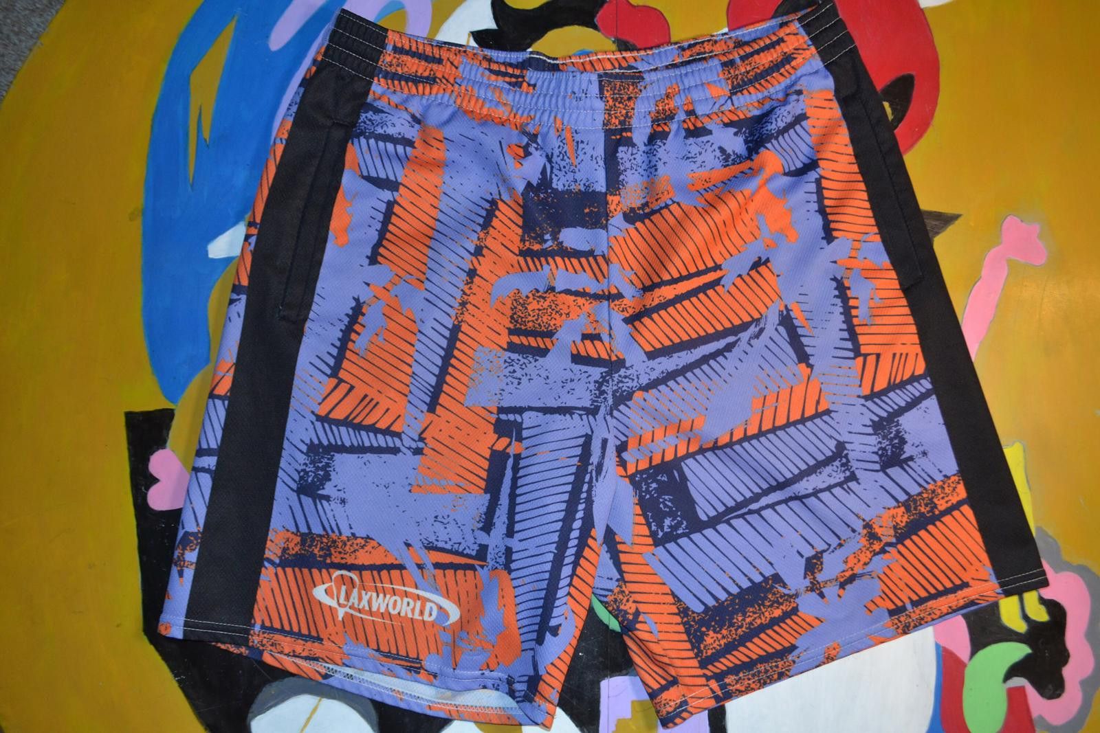 LSDworldpeace Men's Casual Shorts with Orange and Blue Abstract Pattern Size US 32 / EU 48 - 3 Thumbnail