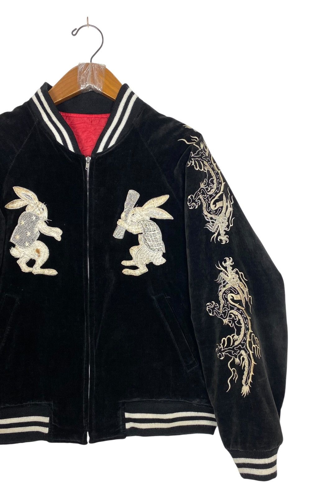Japanese Brand Rare‼️ Sukajan Dragon Moon Rabbits Embroidery Suede Jacket Size US M / EU 48-50 / 2 - 3 Thumbnail