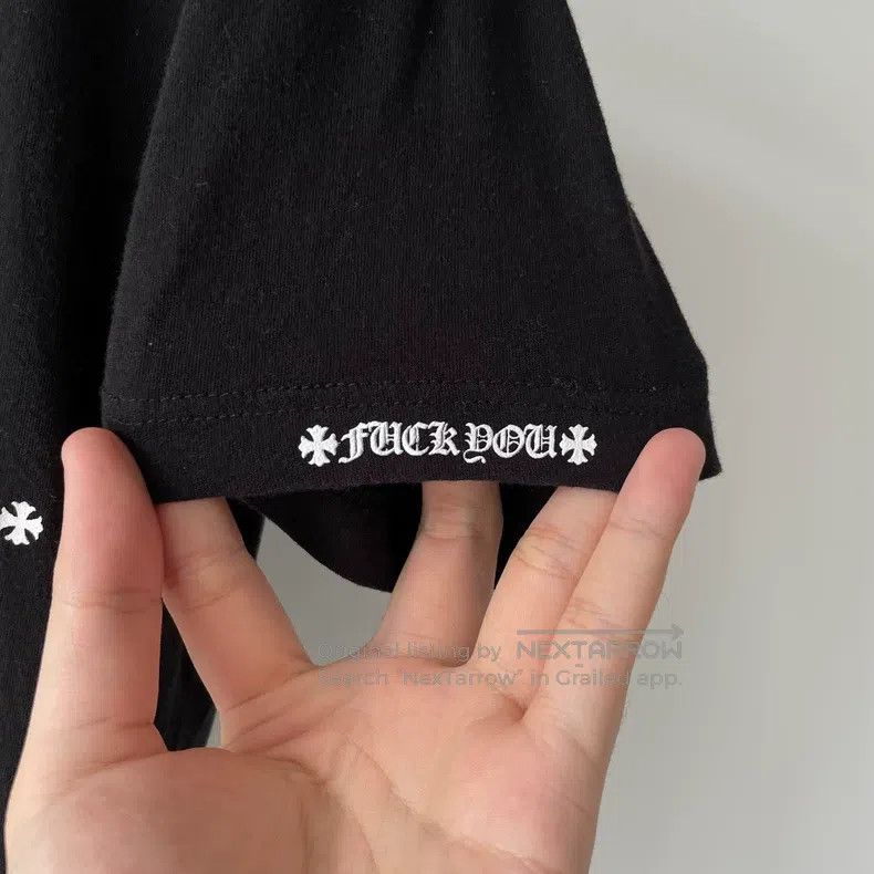 Chrome Hearts CHROME HEARTS Size M Black Sanskrit cross V-neck short slee Size US M / EU 48-50 / 2 - 5 Thumbnail
