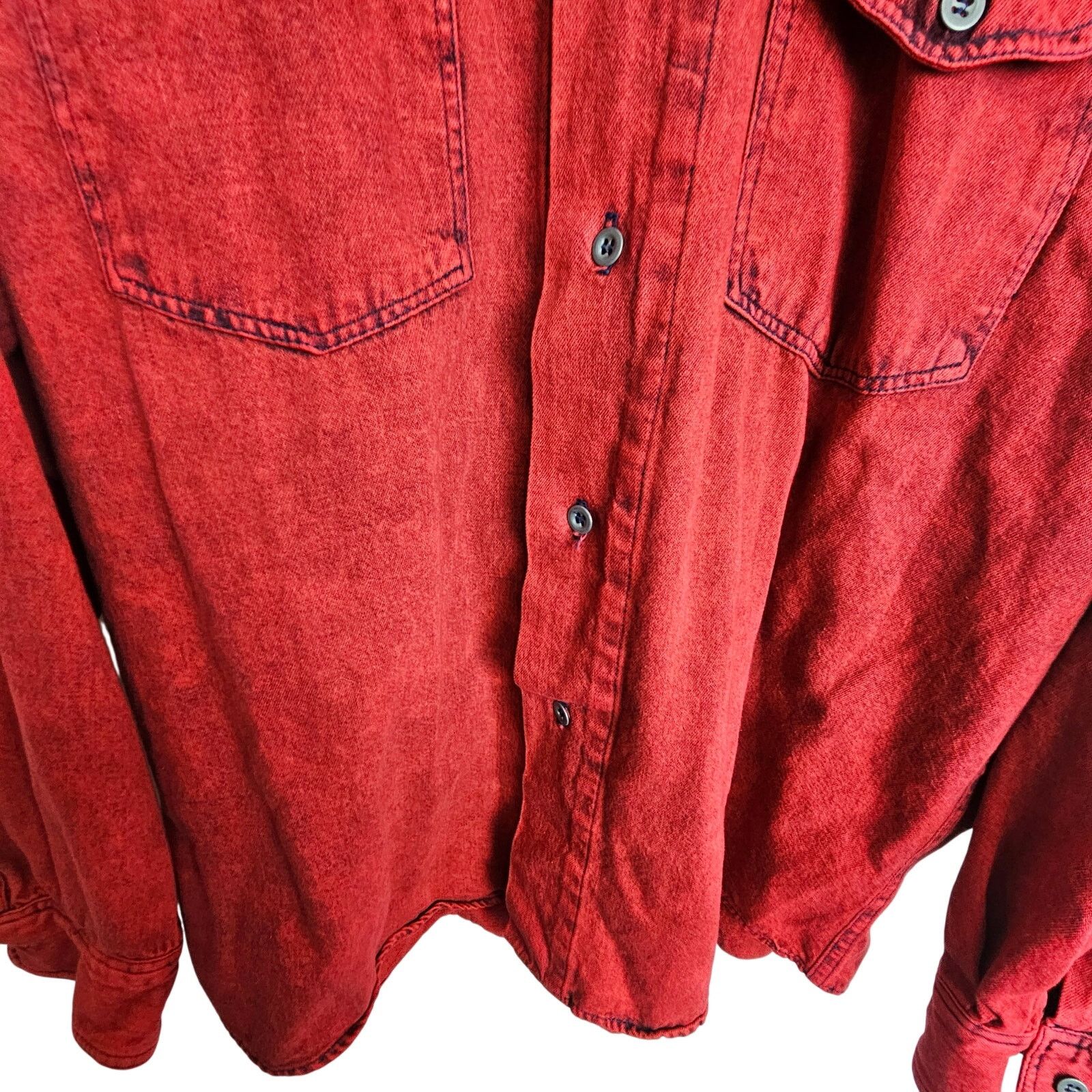 Calvin Klein Vintage Calvin Klein Mens Red Stone Wash Denim Shirt Size L Size US L / EU 52-54 / 3 - 3 Thumbnail