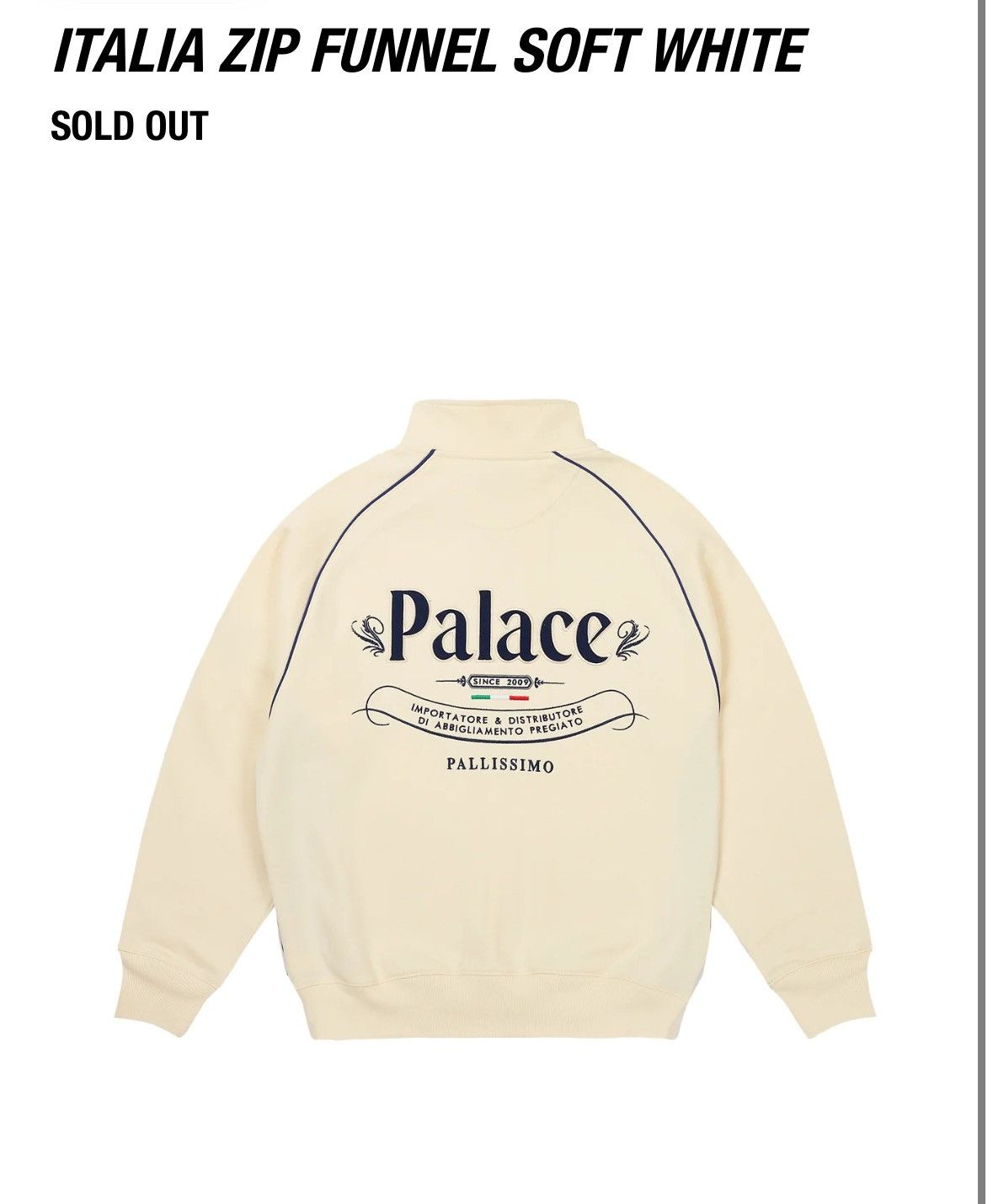 Palace Palace Italia Zip Funnel Soft White | Grailed