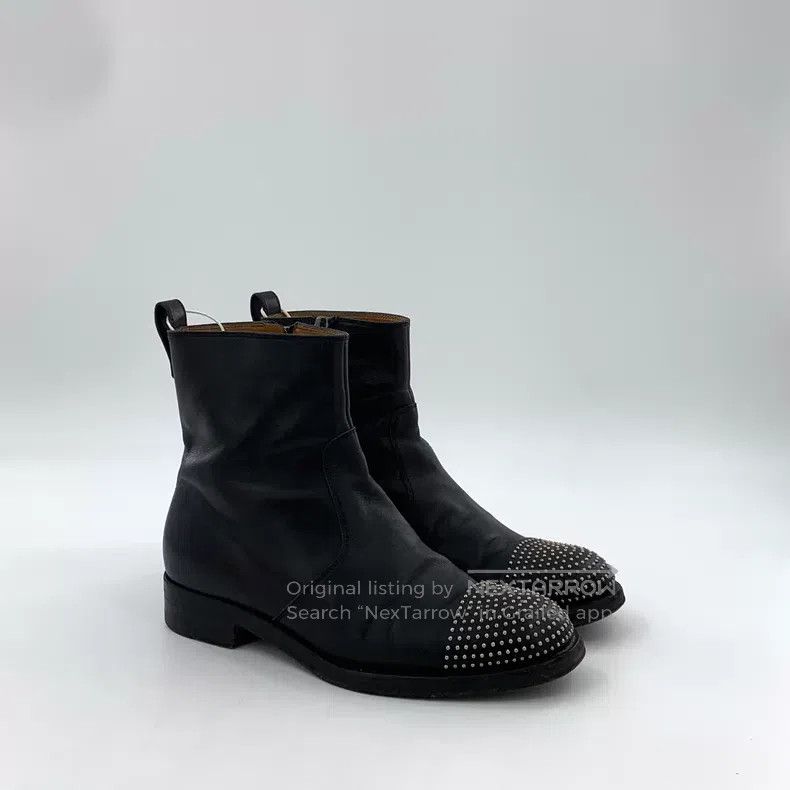 Gucci Gucci Black riveted low-heeled leather boots Size US 5.5 / IT 35.5 - 2 Thumbnail