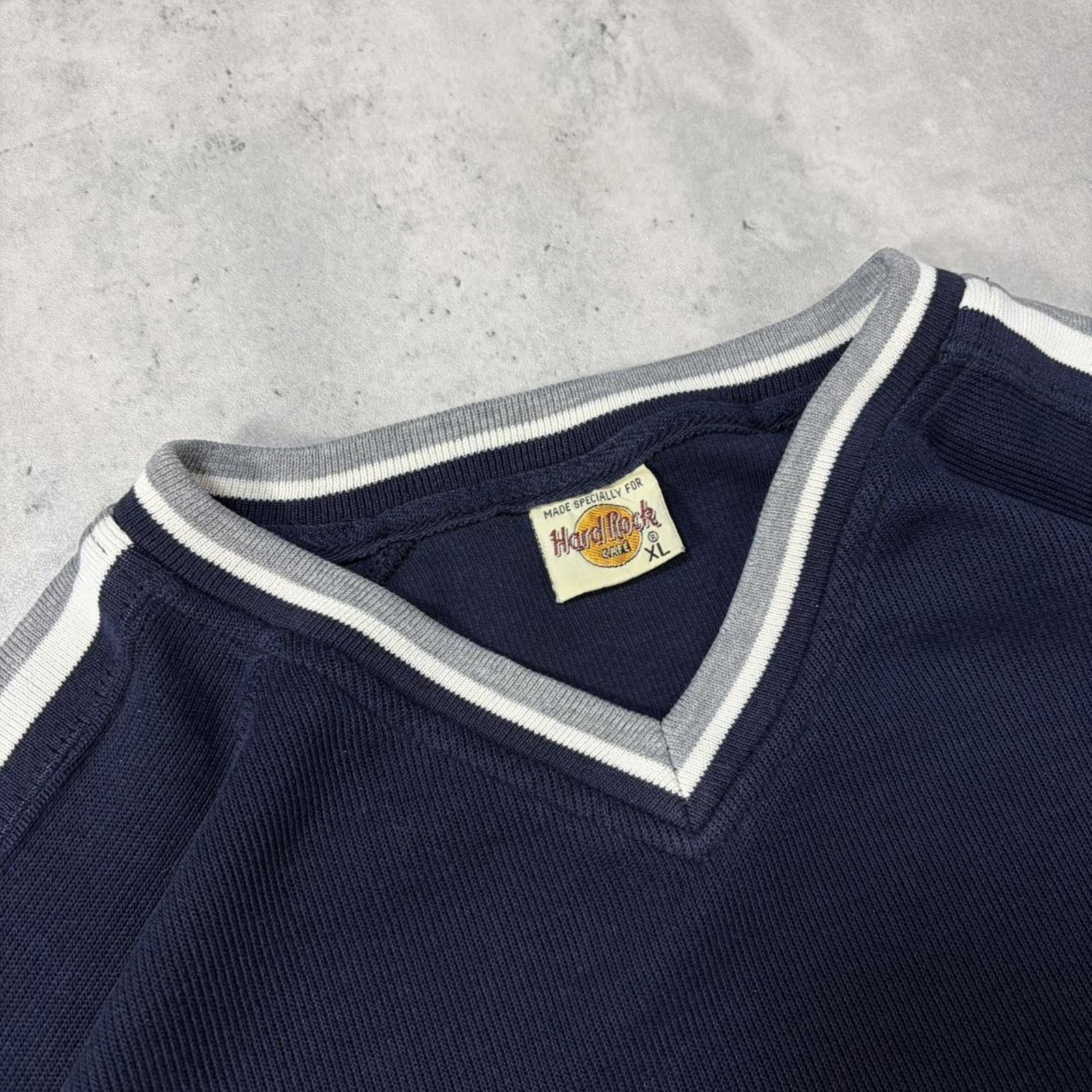 Hard Rock Cafe Vintage Navy Hard Rock Cafe Striped Knit Sweater Size US XL / EU 56 / 4 - 6 Thumbnail