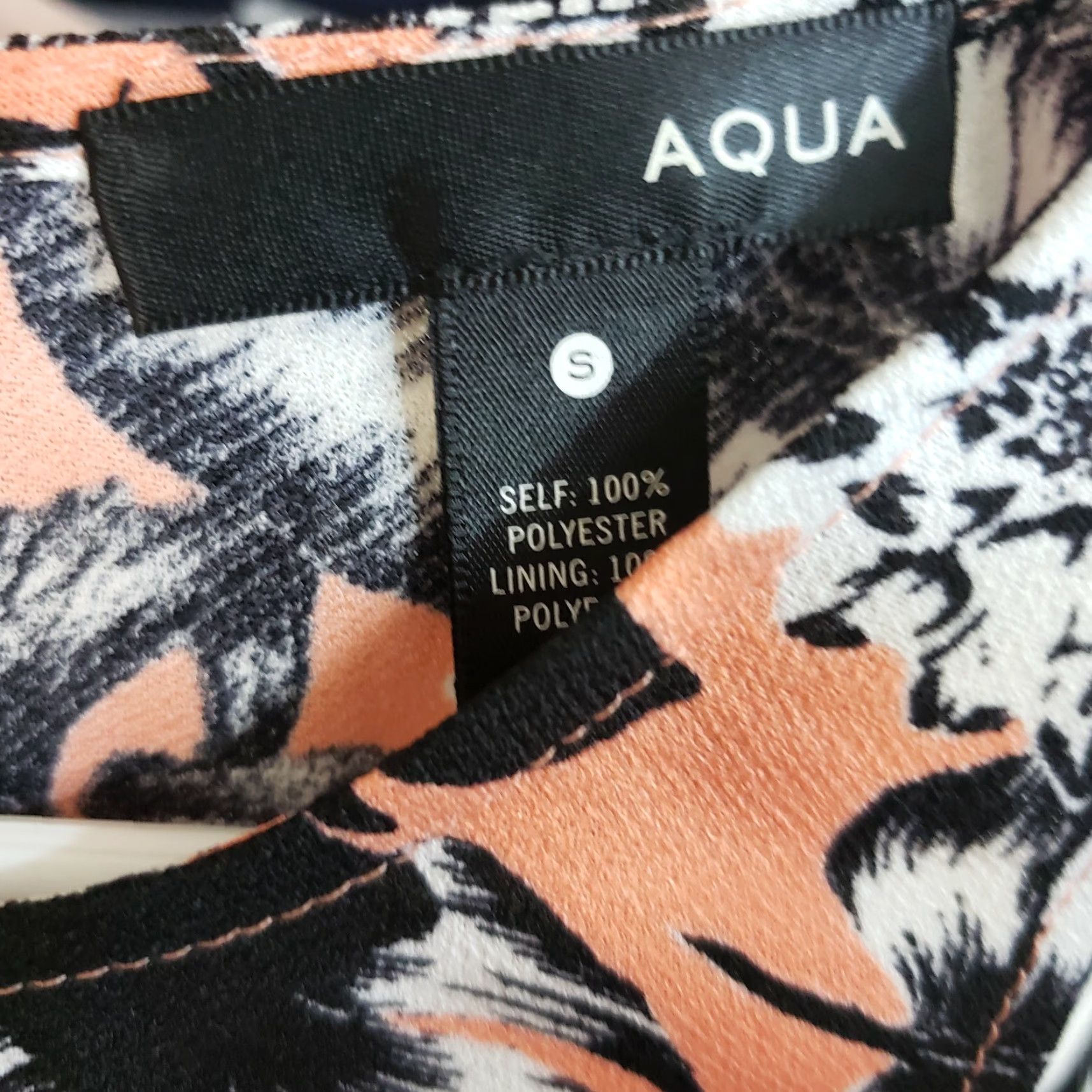 AQUA AQUA Womens Dress Sz Small Peach Black Floral Sleeveless Zips Dress Size S / US 4 / IT 40 - 5 Thumbnail