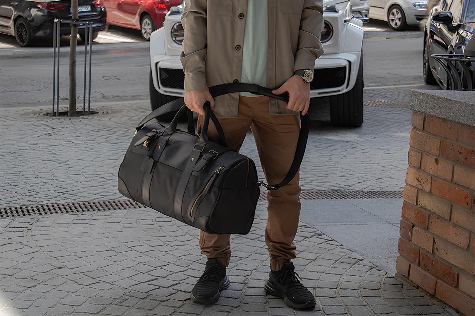 Handmade Genuine leather and thick canvas. Leather Weekender Size ONE SIZE - 6 Thumbnail