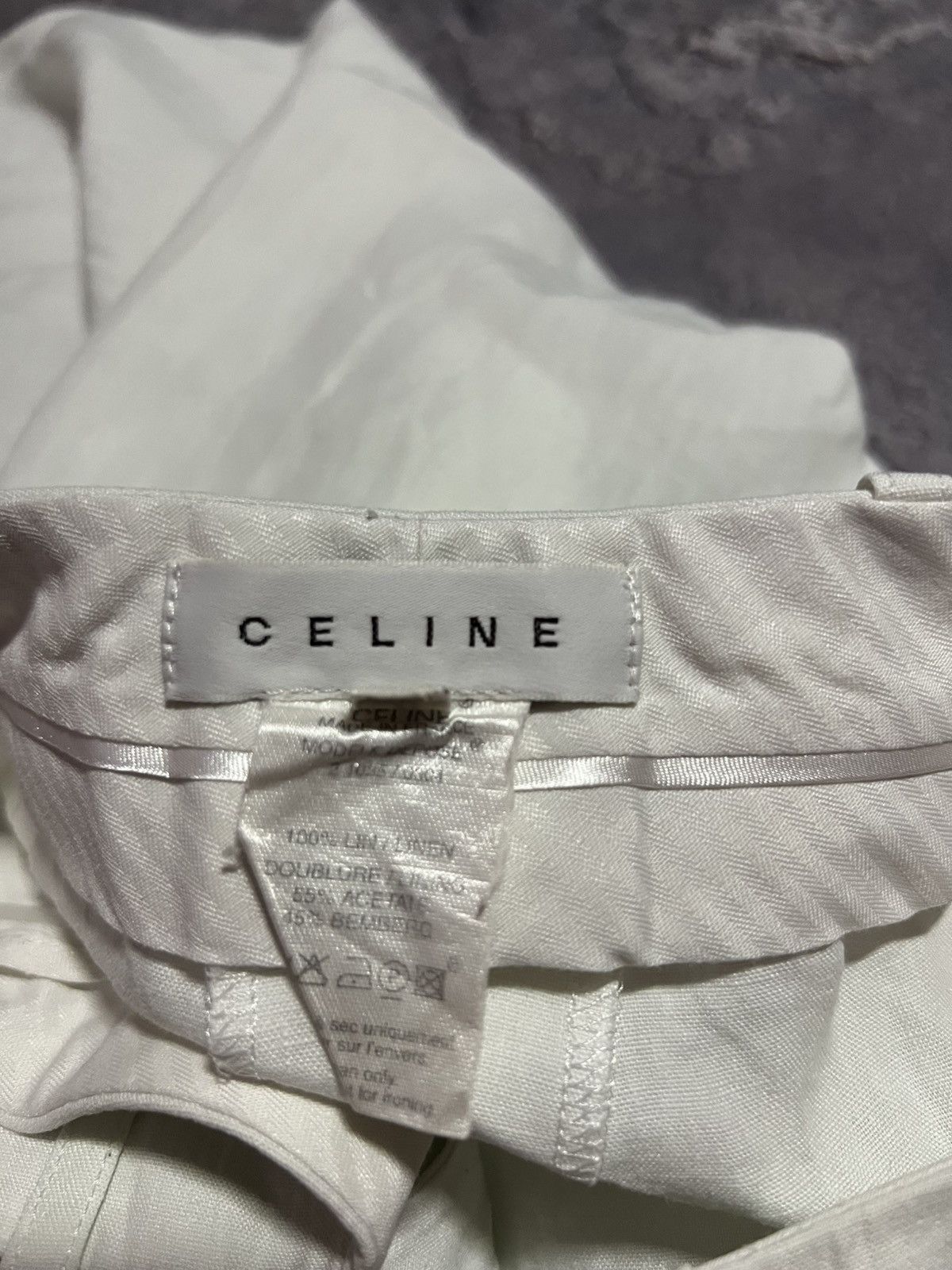 Celine Vintage 90s Celine Wide Fit Linen Trousers Pants Womens Size 28" / US 6 / IT 42 - 5 Thumbnail