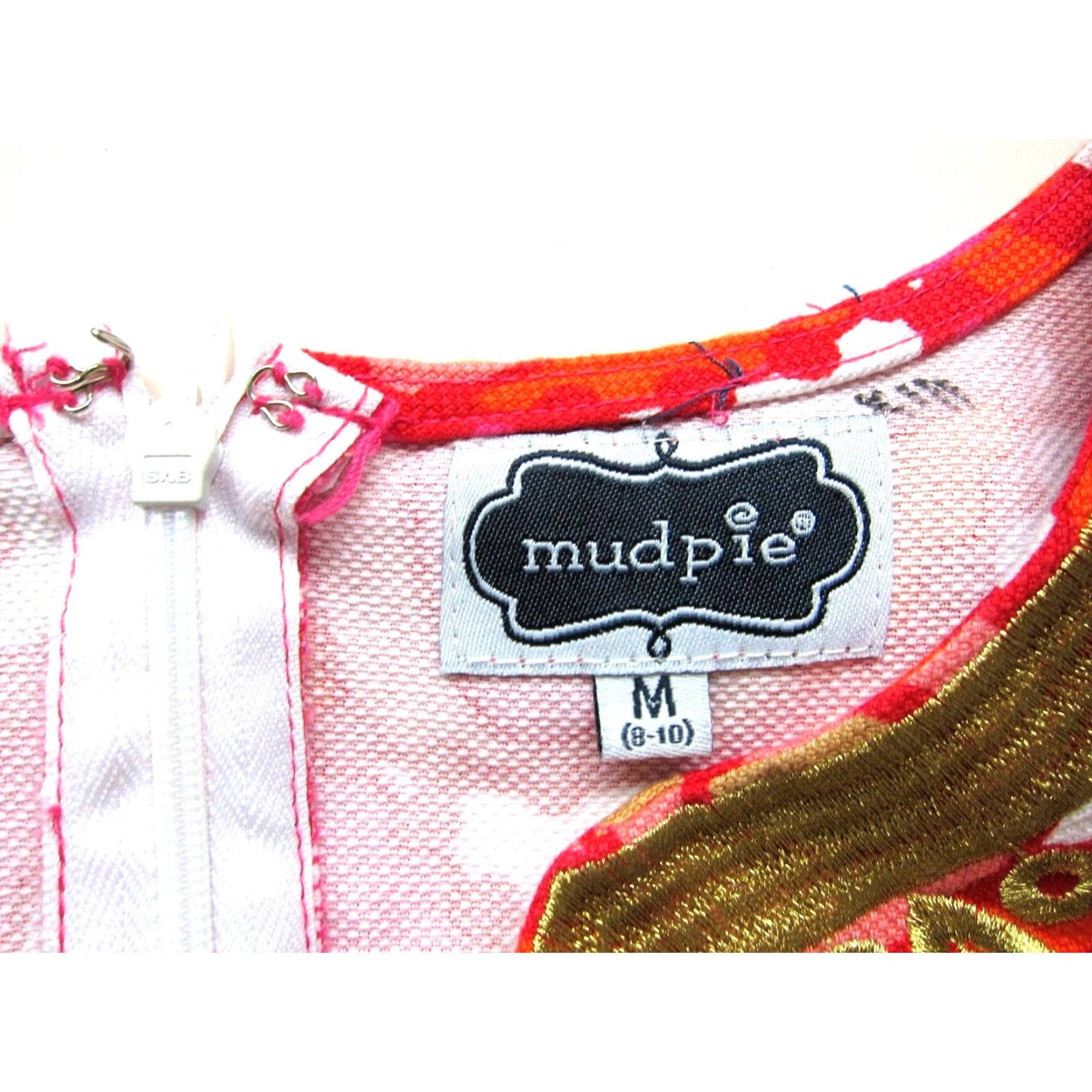 Vintage Mudpie Pink White Gold Geometric 100% Cotton Cap Sleeve Tunic Shift Dress M 8-10 Size M / US 6-8 / IT 42-44 - 3 Thumbnail