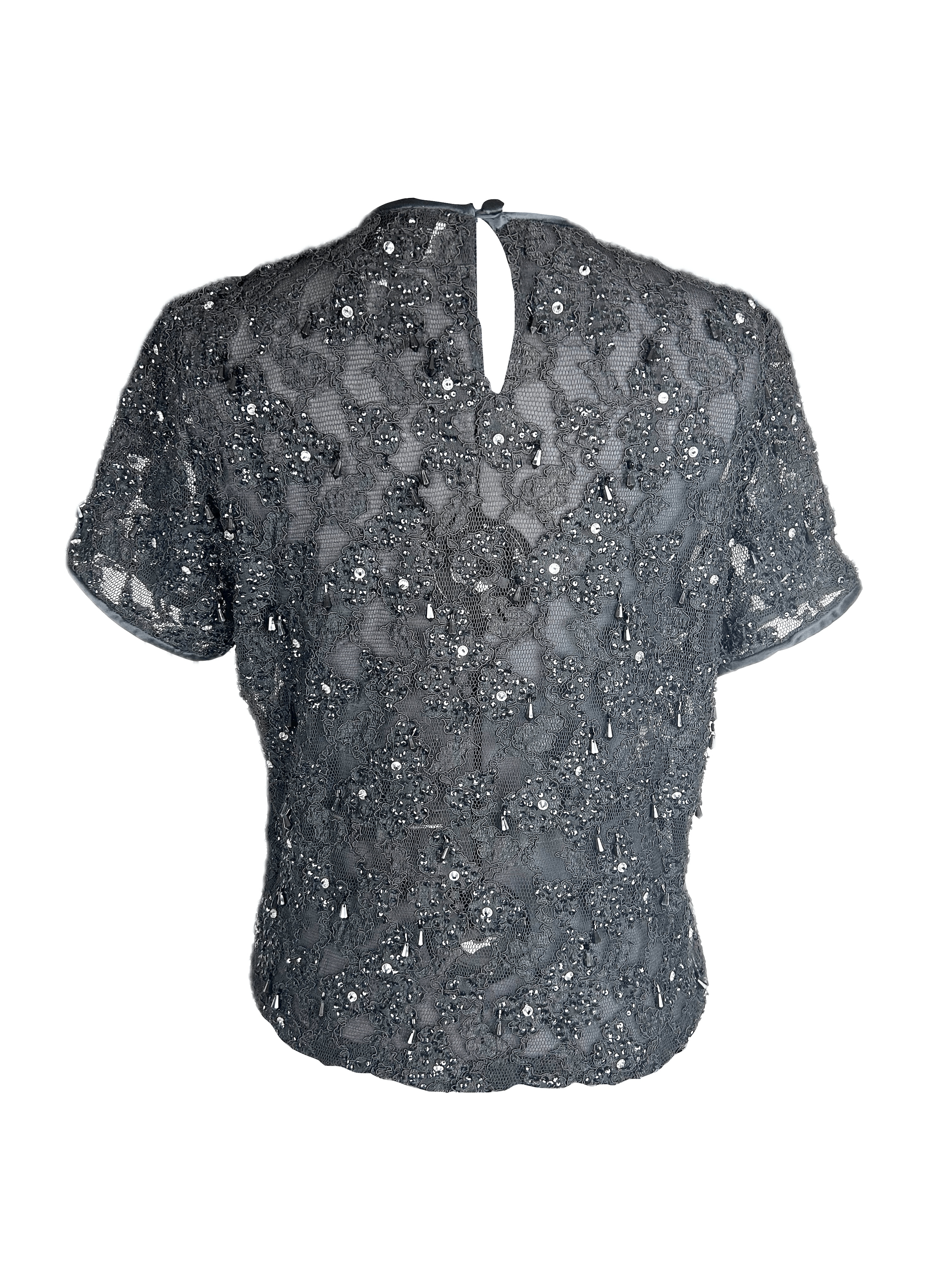 Emanuel Ungaro Emanuel Ungaro Beaded Lace Blouse Size L / US 10 / IT 46 - 4 Thumbnail