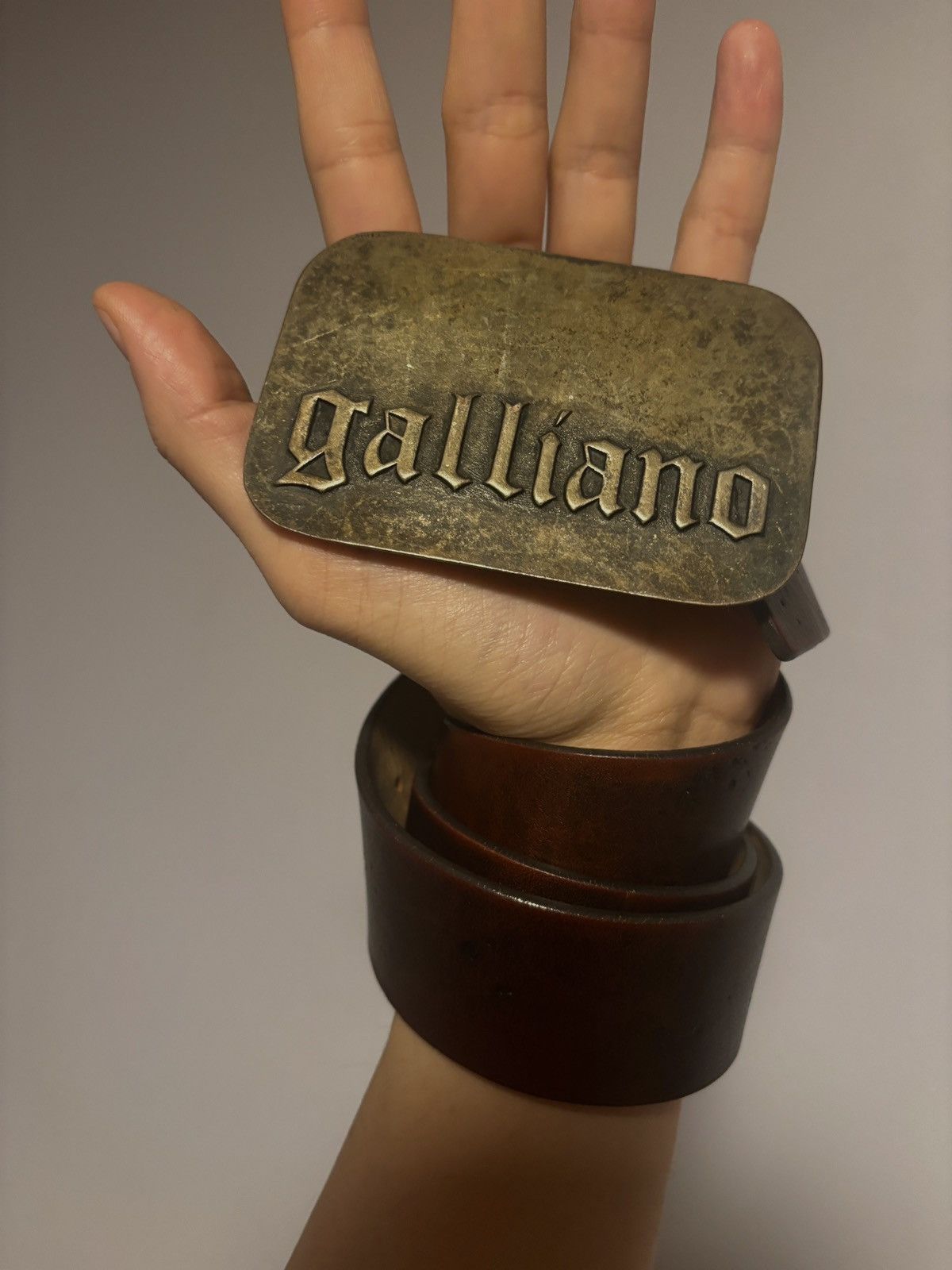 John Galliano leather Galliano belt with used-look Size 34 - 1 Thumbnail