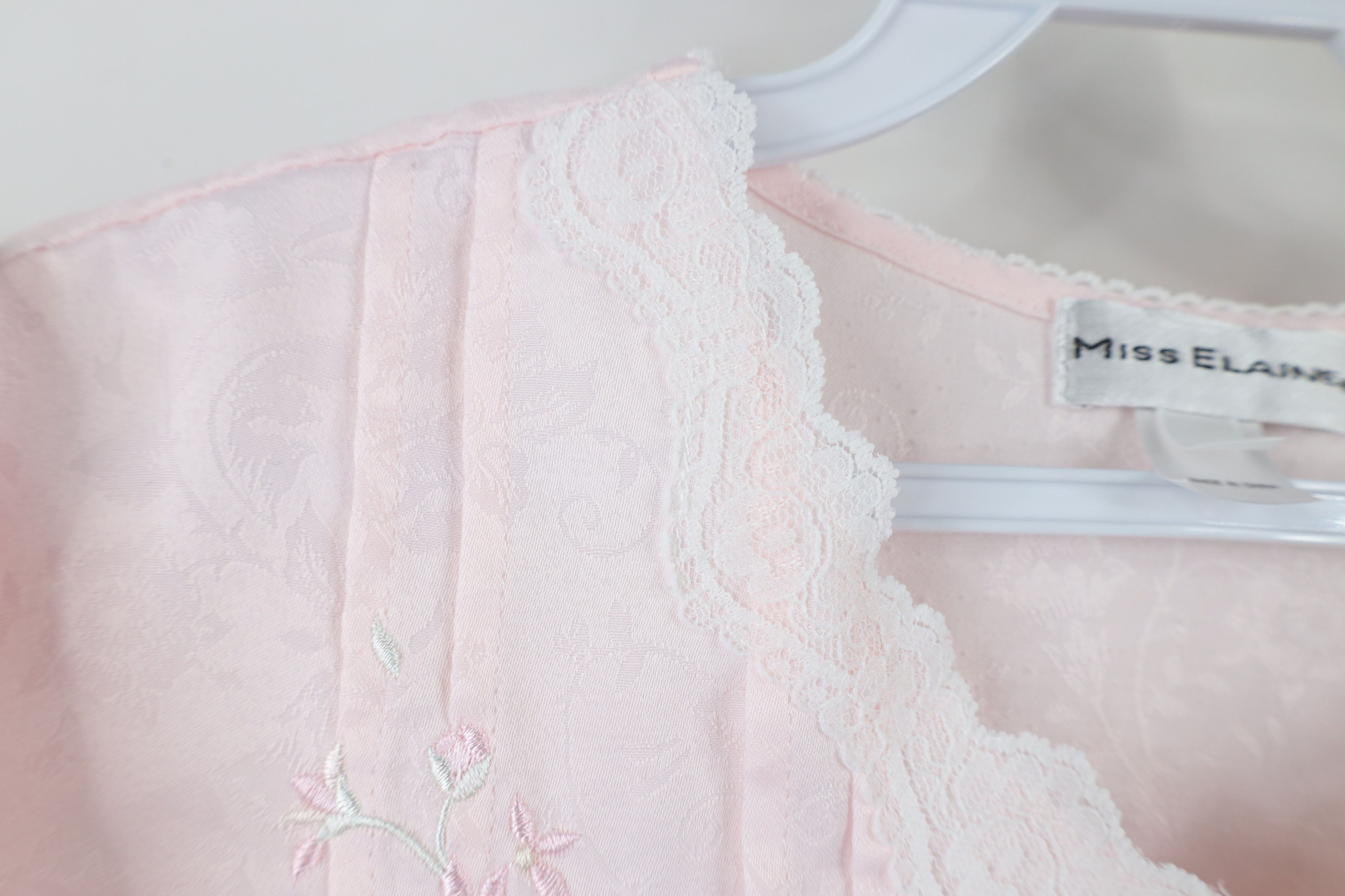 Vintage Vintage 90s Miss Elaine Lace Long Sleeve Night Gown Pink Size S / US 4 / IT 40 - 8 Thumbnail