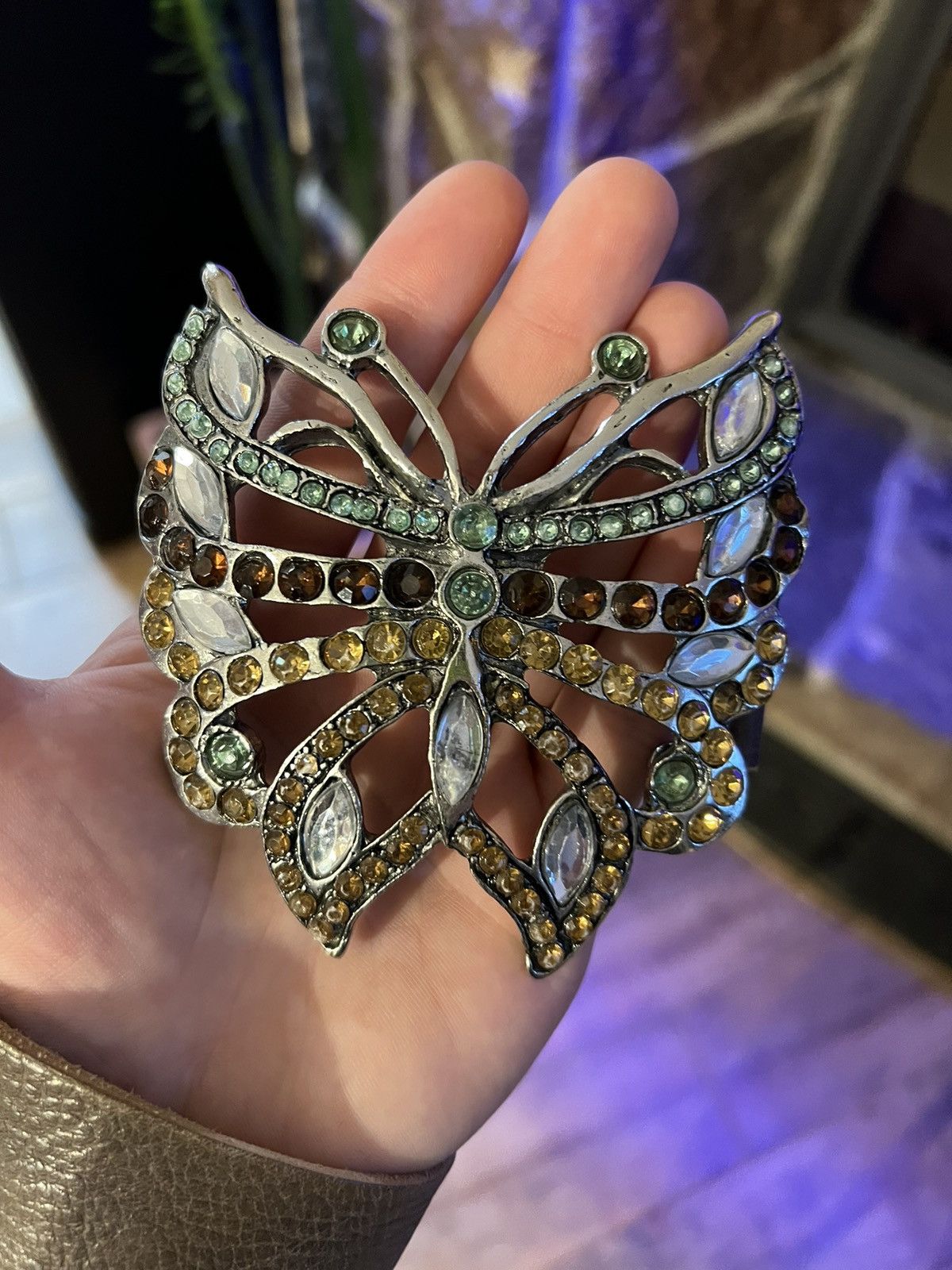 Leather × Vintage Leather belt - butterfly , 85 cm vintage Size ONE SIZE - 2 Thumbnail