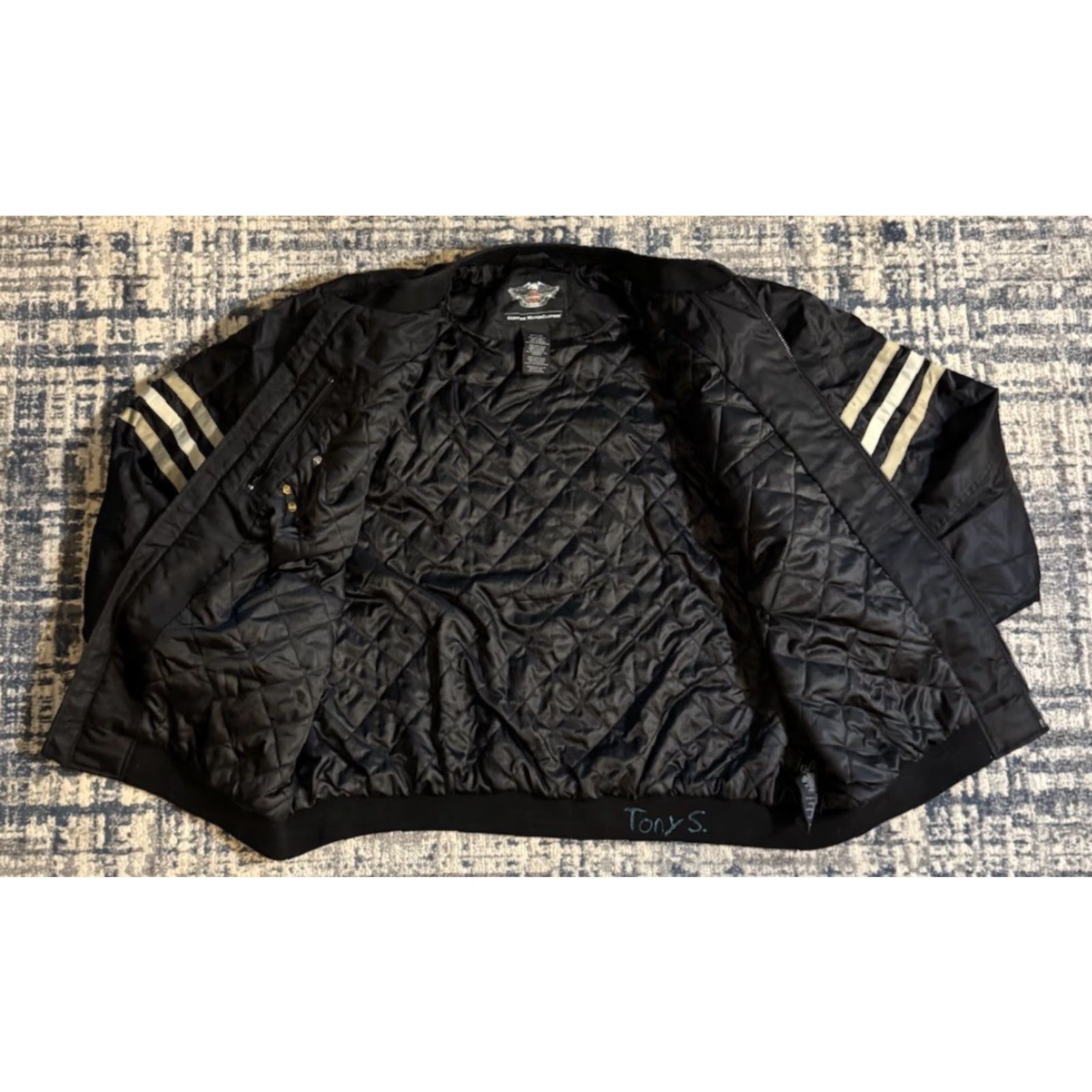 Harley Davidson VINTAGE Harley-Davidson Motorcycles Black Nylon Heritage Bomber Jacket 3XL Biker Mens Jacket Size US XXL / EU 58 / 5 - 6 Thumbnail