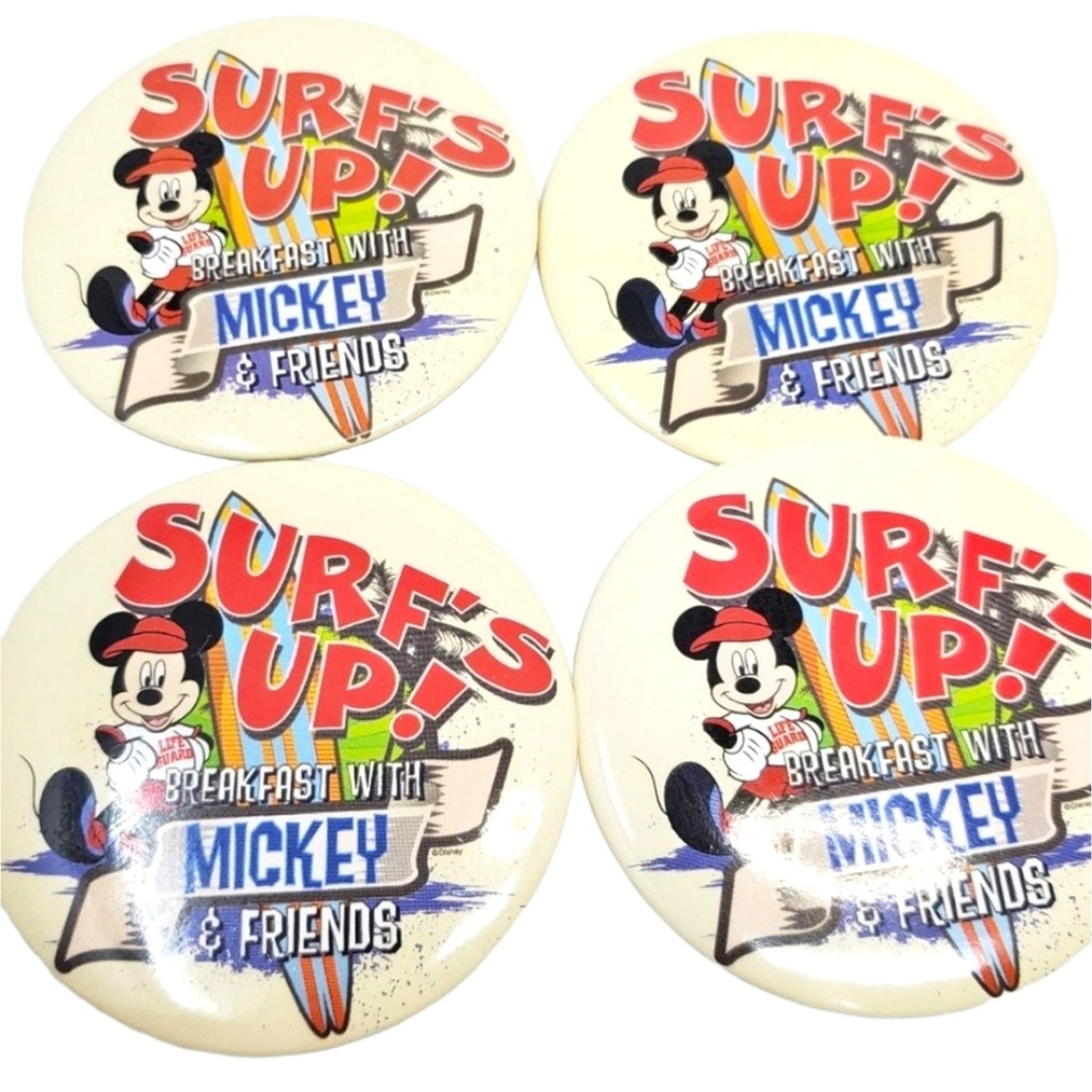 Disney Disney Surfs Up! Breakfast w Mickey 4 Pack of Buttons Size ONE SIZE - 1 Thumbnail