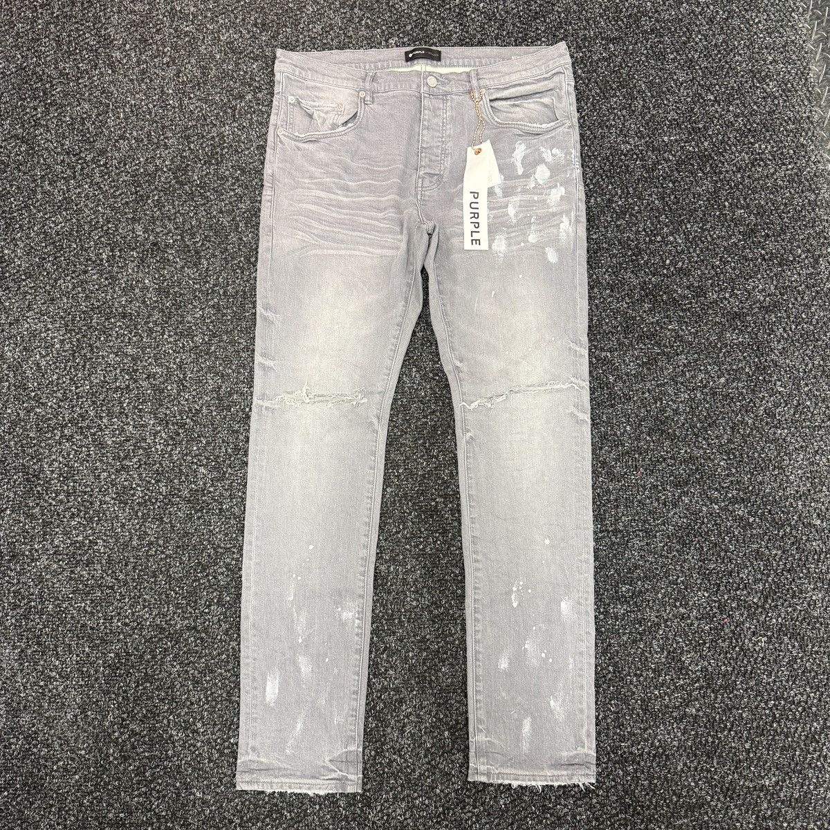 PURPLE BRAND P001 Worn Knee Slit Skinny Jeans