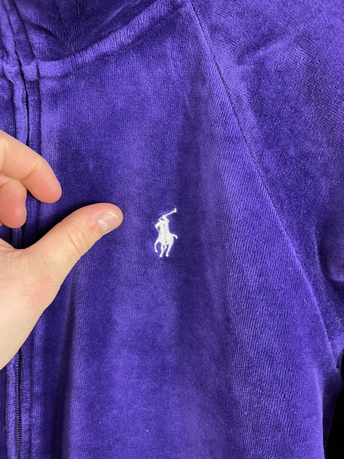 Polo Ralph Lauren × Ralph Lauren × Vintage Vintage Ralph Lauren velvet track top zip y2k sweatshirt Size L / US 10 / IT 46 - 13 Thumbnail