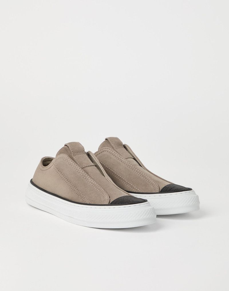 Brunello Cucinelli o1la1rc1a0326 Suede Slip-On Sneakers in Beige Size US 9 / IT 39 - 5 Thumbnail