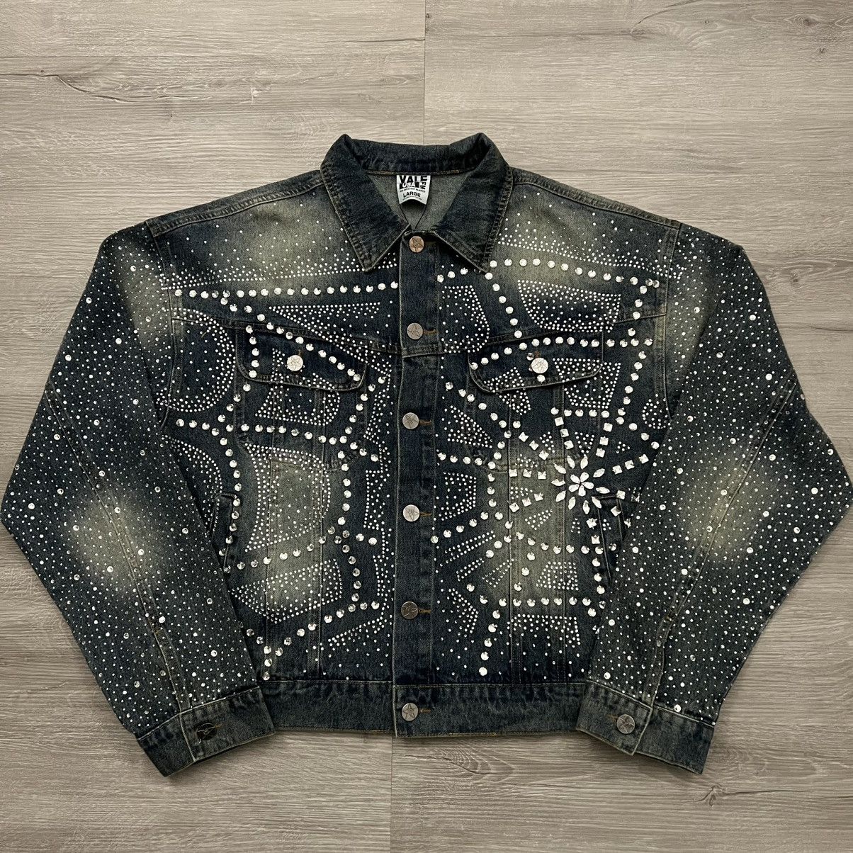 Vale Vale Forever All Over Rhinestone Denim Trucker Jacket Size US L / EU 52-54 / 3 - 2 Thumbnail