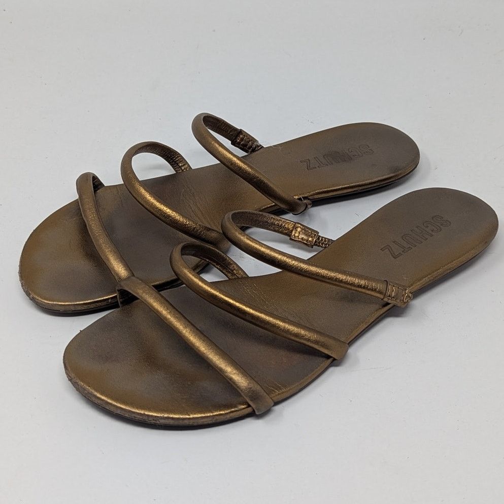 SCHUTZ Schutz Flat Gladiator Slip On Sandal Gold Size 6.5 Size US 6.5 / IT 36.5 - 14 Thumbnail