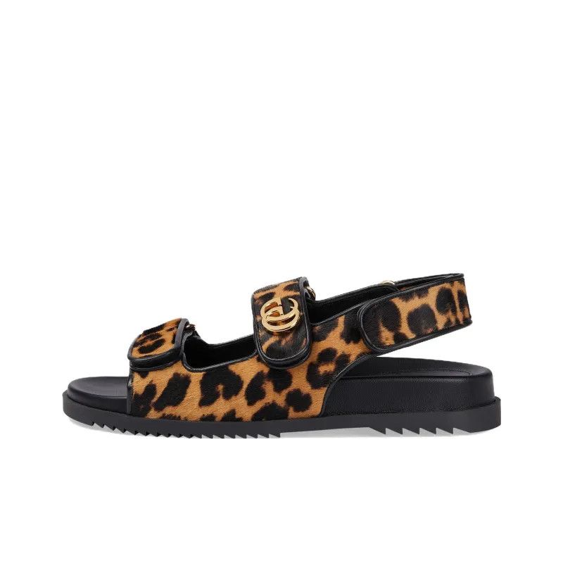 Gucci o1s1wg110225 Women's Double G Sandals in Leopard Size US 6 / IT 36 - 1 Thumbnail