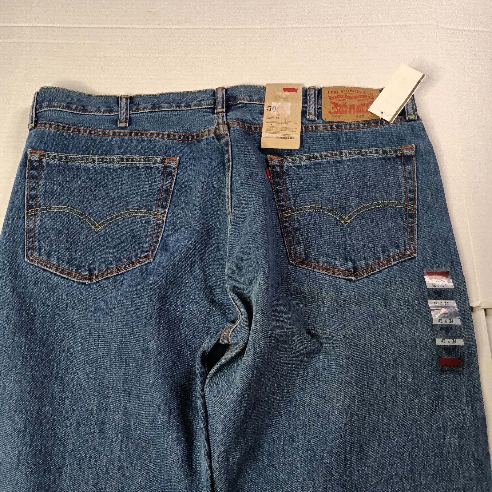 Levi's Levi's 505 Jeans Men's 42x34 Regular Fit Straight Leg Blue Size US 42 / EU 58 - 8 Thumbnail