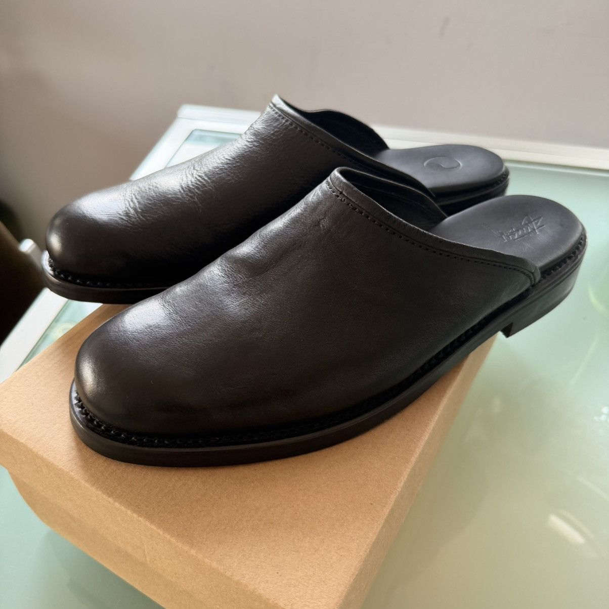 Our Legacy × Stussy Workshop Work Mules Black Leather EU 45 Size US 12 / EU 45 - 3 Thumbnail
