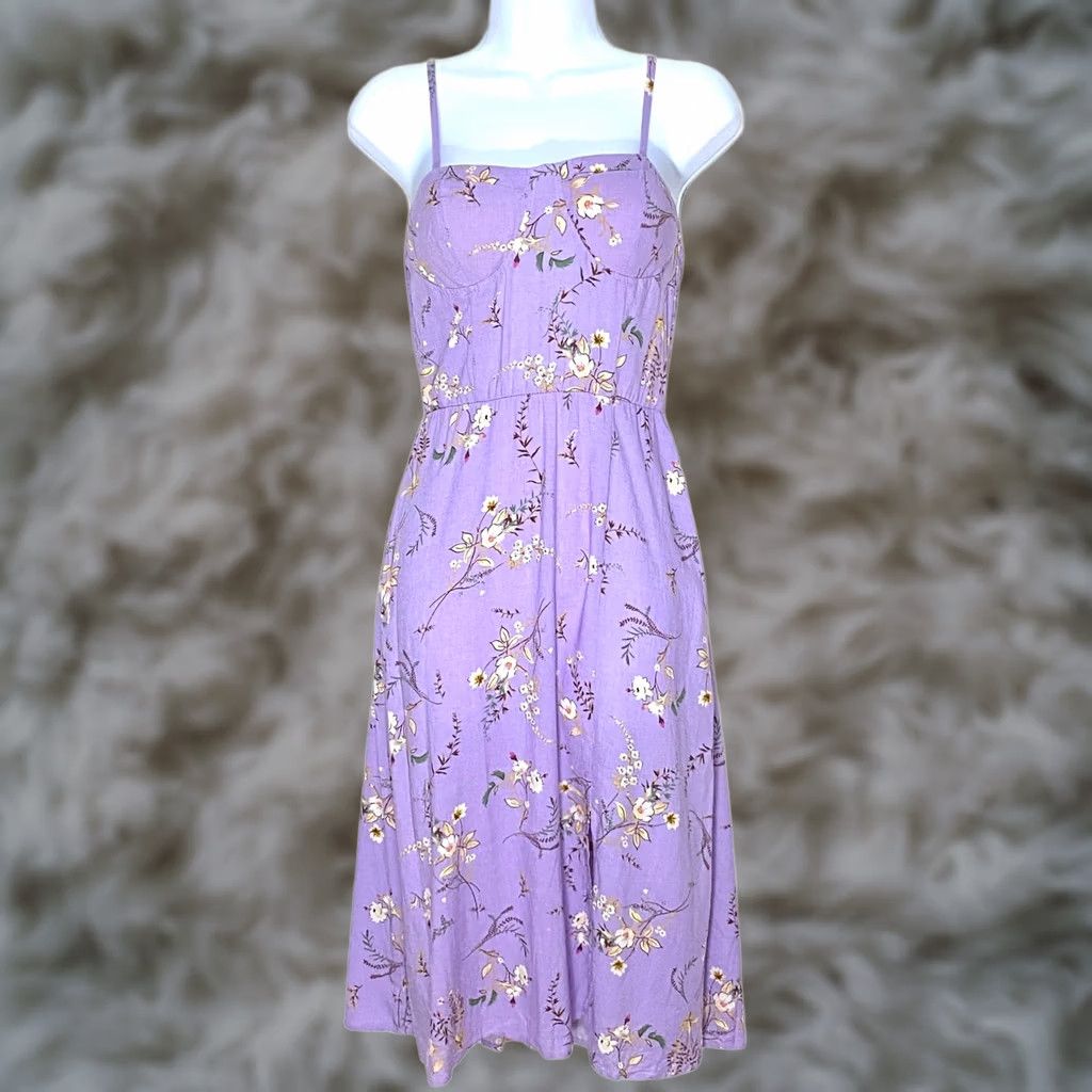 Vintage Lily Rose Squareneck Molded Cup Side Slit Midi Dress Juniors S Floral Coquette Forest Fairy NWT Size S / US 4 / IT 40 - 1 Thumbnail