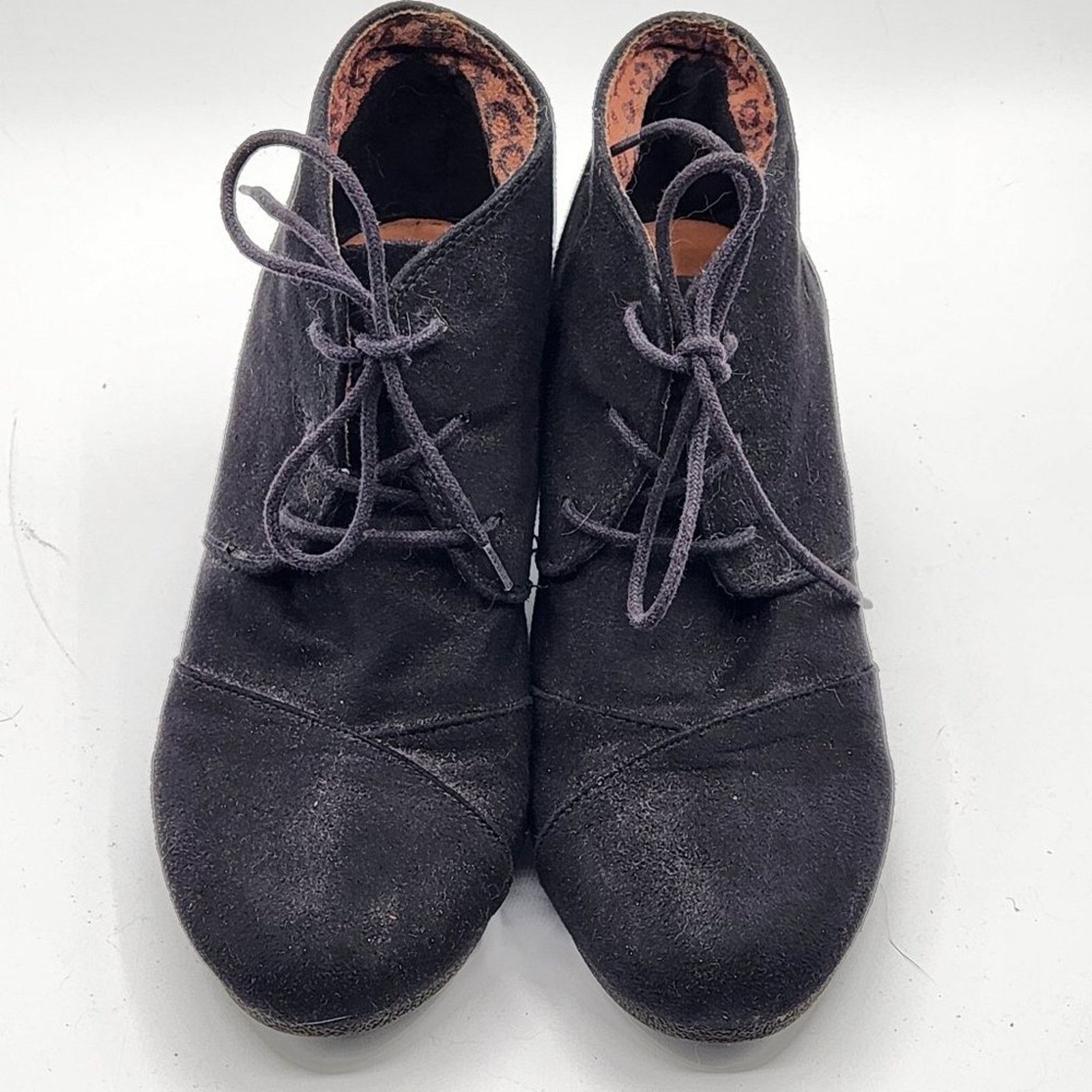 rue21 Black Suede Lace-Up Wedge Ankle Boots from Rue 21 Size US 10 / IT 40 - 2 Thumbnail