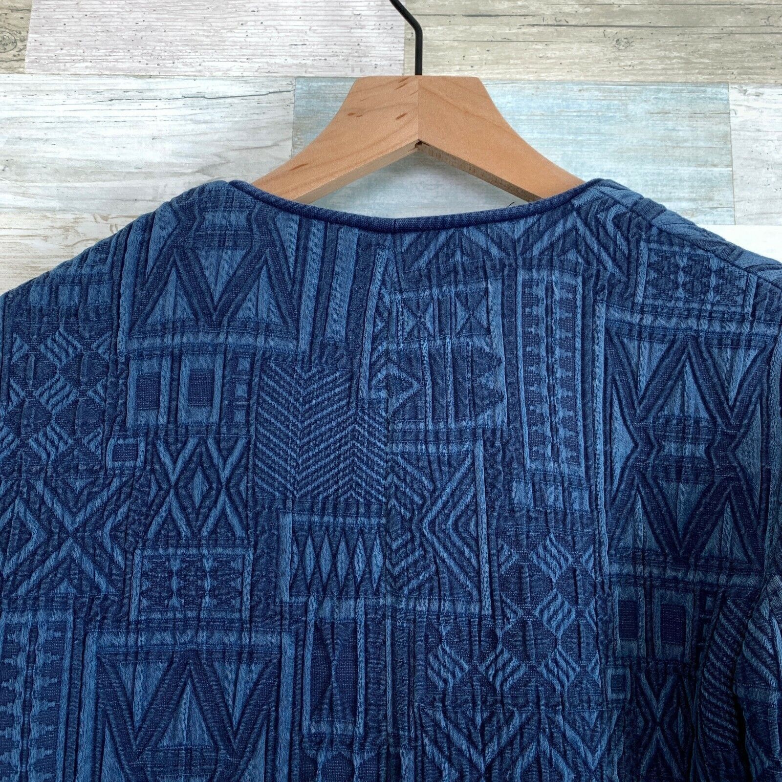 Zara Zara Aztec Jacquard Duster Jacket Blue Textured Cotton Linen Size S / US 4 / IT 40 - 5 Thumbnail