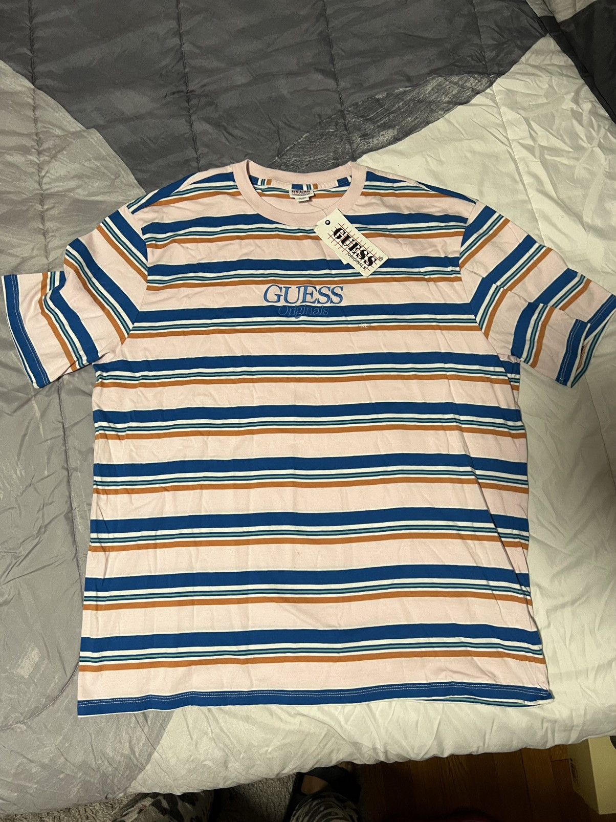 Guess Guess Jeans Pink Striped T Shirt Size US XL / EU 56 / 4 - 1 Thumbnail