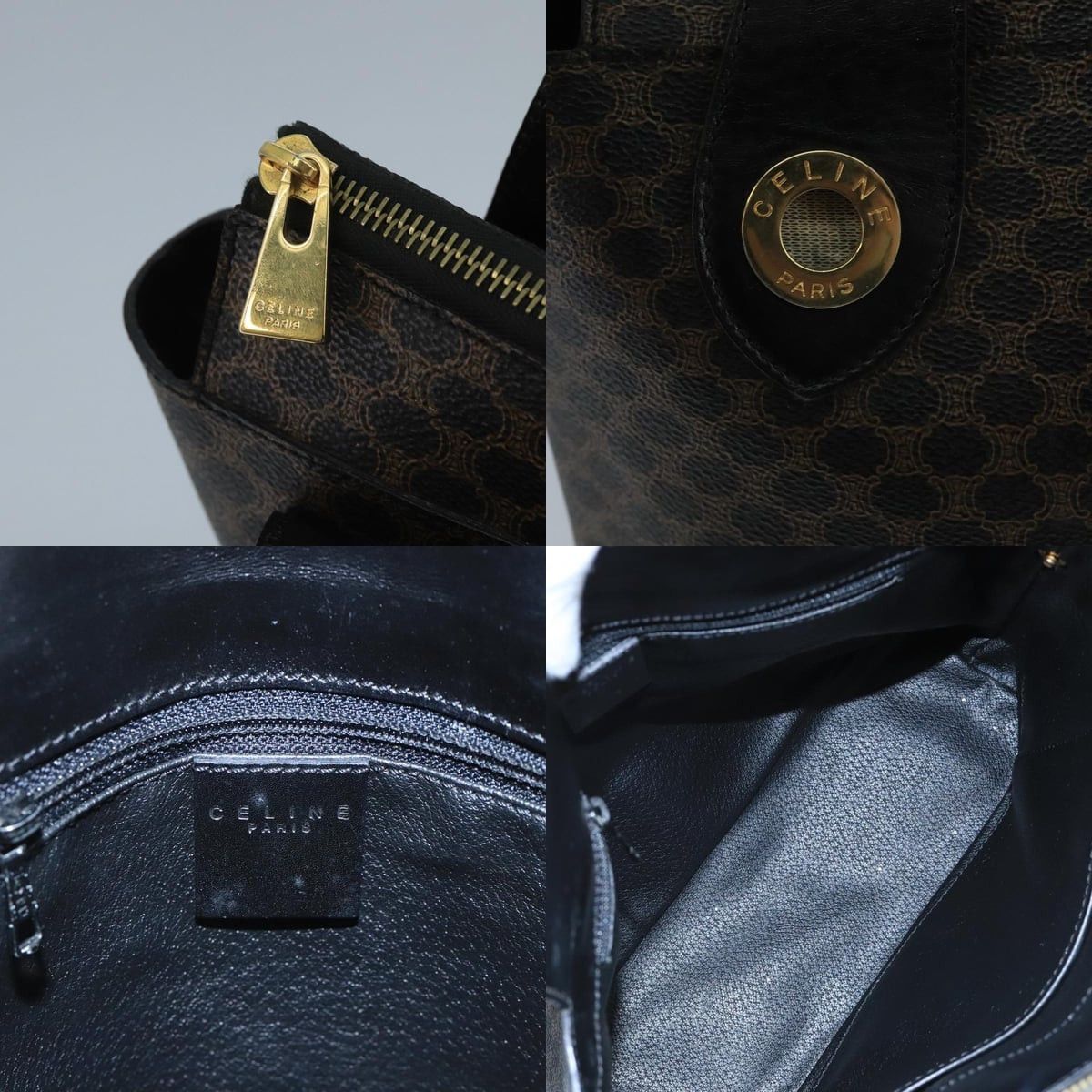 Celine CELINE Macadam Canvas Hand Bag Pvc Black Size ONE SIZE - 11 Thumbnail