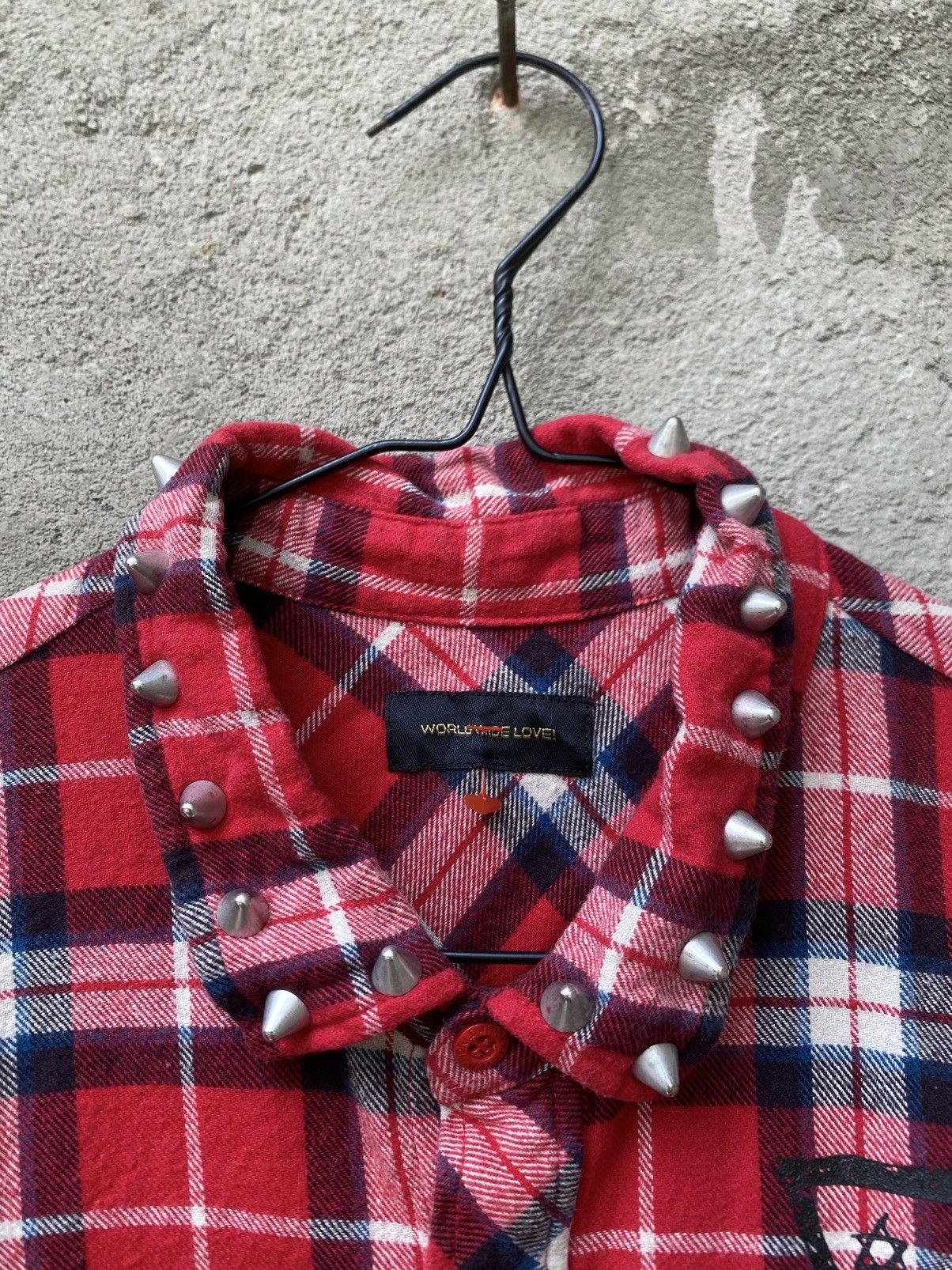 If Six Was Nine × Japanese Brand × Le Grande Bleu (L.G.B.) Japanes World wide love studded plaid button shirt Size US M / EU 48-50 / 2 - 5 Thumbnail