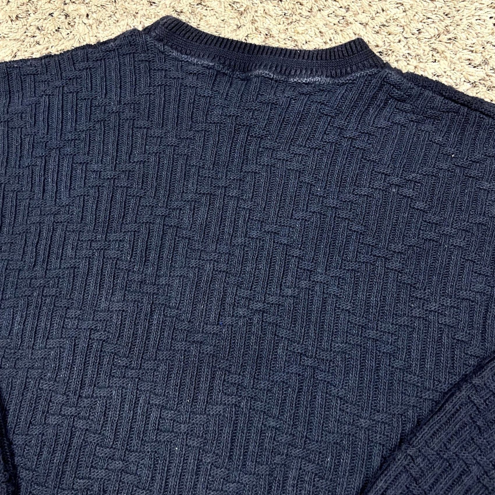 Vintage VINTAGE John Weitz Heavyweight Sweater Mens Large Blue Pullover Sweater 90s Classic Knit Cotton Ret Size US L / EU 52-54 / 3 - 4 Thumbnail