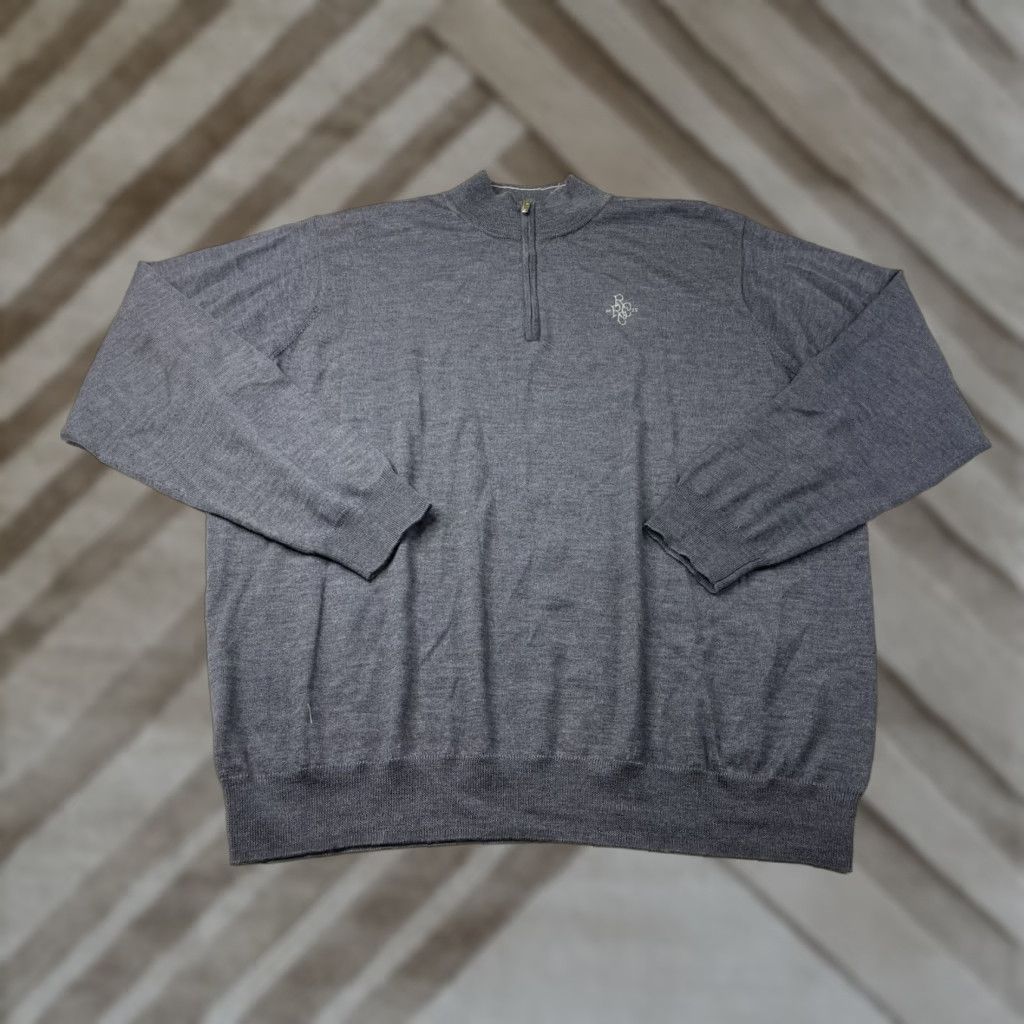 Peter Millar Peter Millar Sweater 1/4 Zip Gray Merino Wool Lyocell 2XL Regular Men Size US XXL / EU 58 / 5 - 1 Thumbnail