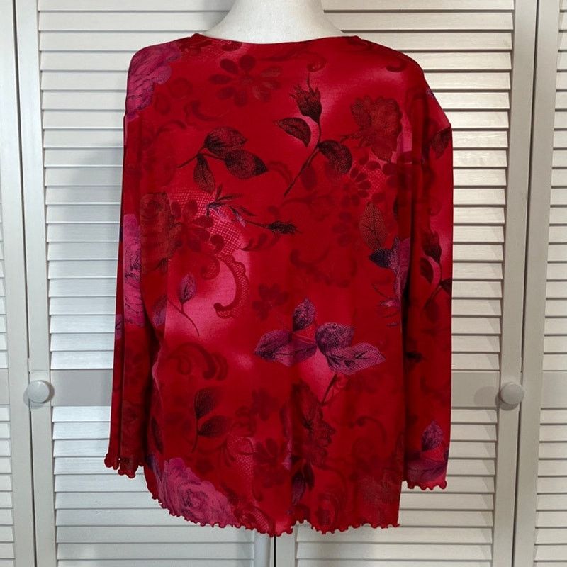 Other VTG Giorgio Fiorlini Y2K Whimsigoth Red Floral Blouse XL Size XL / US 12-14 / IT 48-50 - 2 Thumbnail