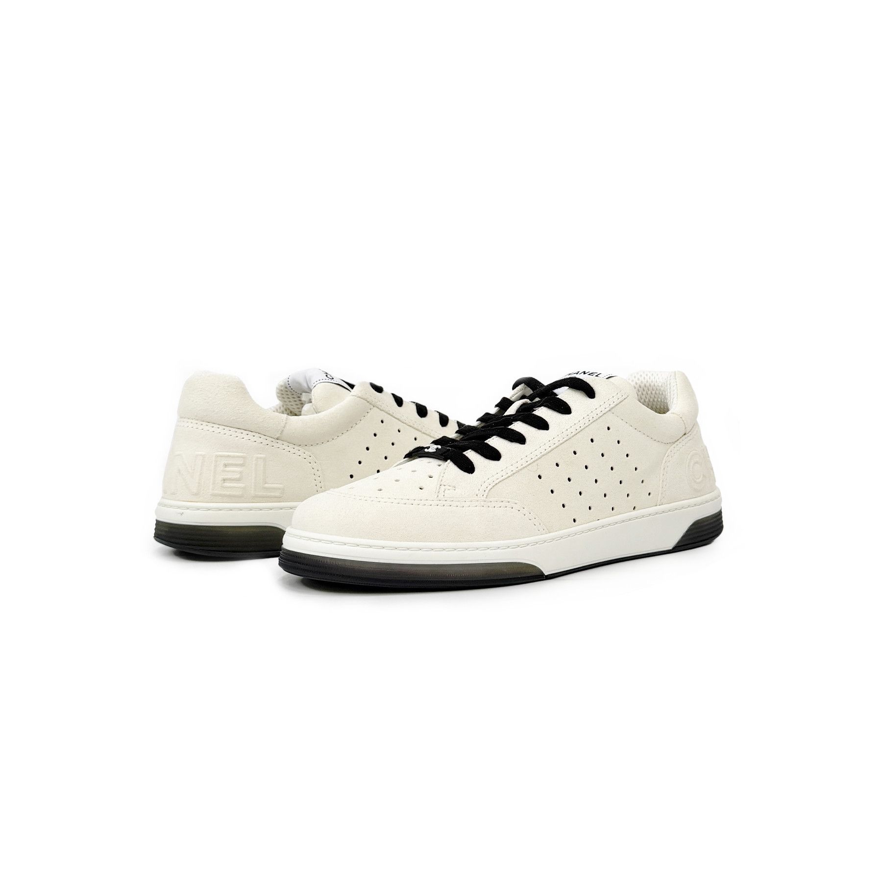 Chanel Chanel 22A White & Black Suede Sneakers Size US 10 / EU 43 - 3 Thumbnail