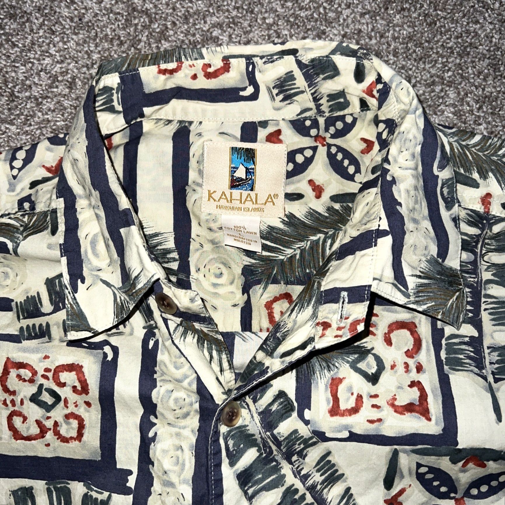 Vintage VINTAGE Kahala Shirt Hawaiian Short Sleeve Button-Up Mens L Beige 90s Theme Mens Size US L / EU 52-54 / 3 - 2 Thumbnail