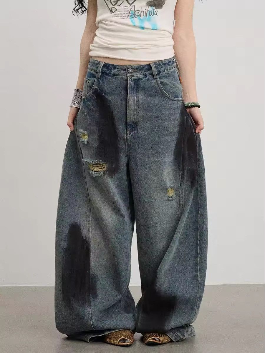 Japanese Brand × Jean Splash Ink Hole Ripped Jeans Size 29" - 2 Thumbnail