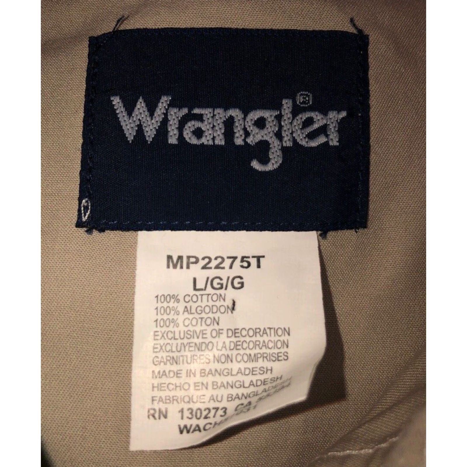 Wrangler Wrangler Beige Long Sleeve Button Front Shirt Adult Large Mens Size US L / EU 52-54 / 3 - 7 Thumbnail