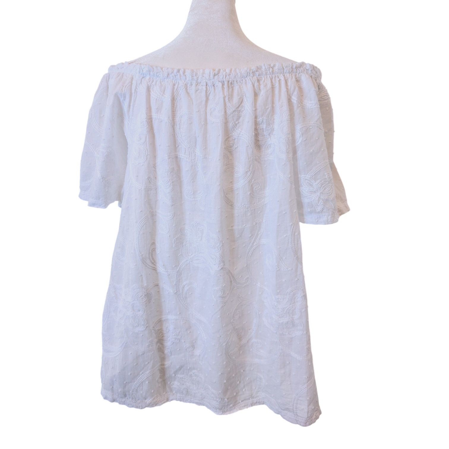 Other Terzo Millennio Italian White Embroidered Off-Shoulder Top Size L / US 10 / IT 46 - 3 Thumbnail