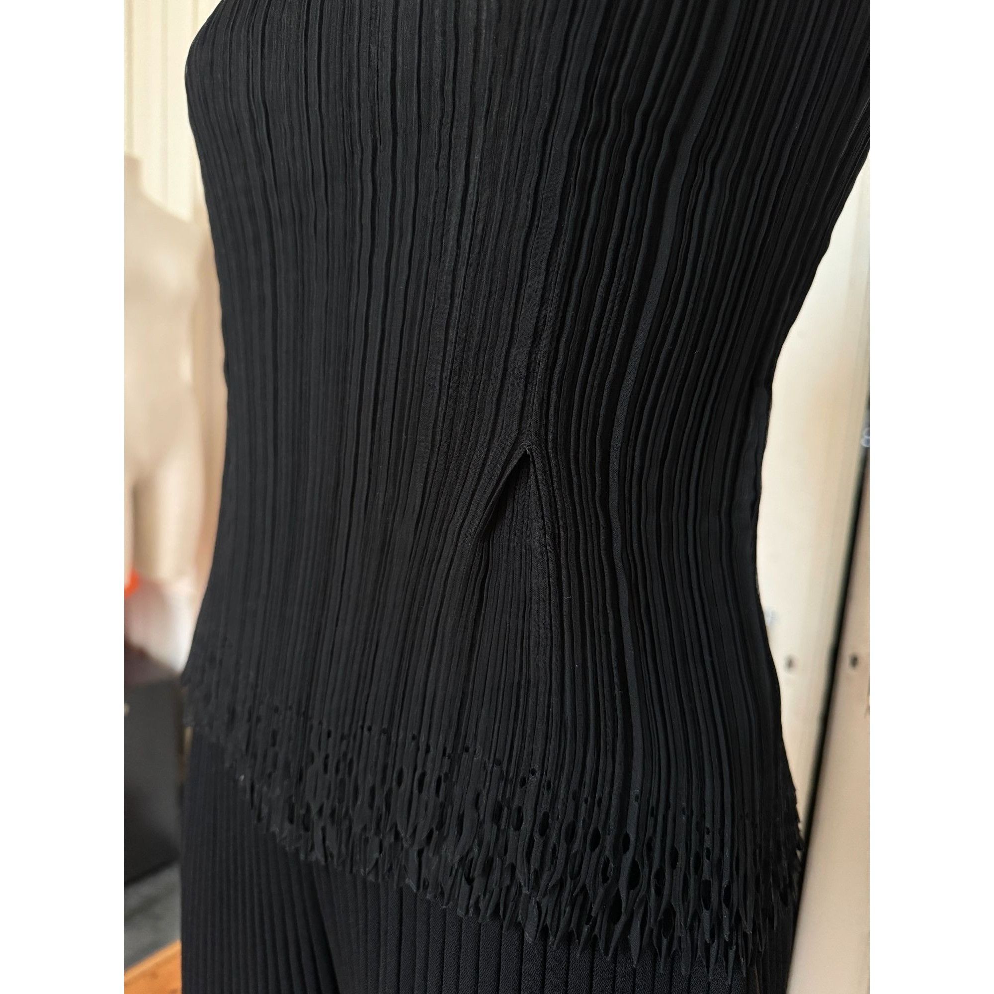 Issey Miyake Fête Black Pleated Tank Top Size M / US 6-8 / IT 42-44 - 3 Thumbnail