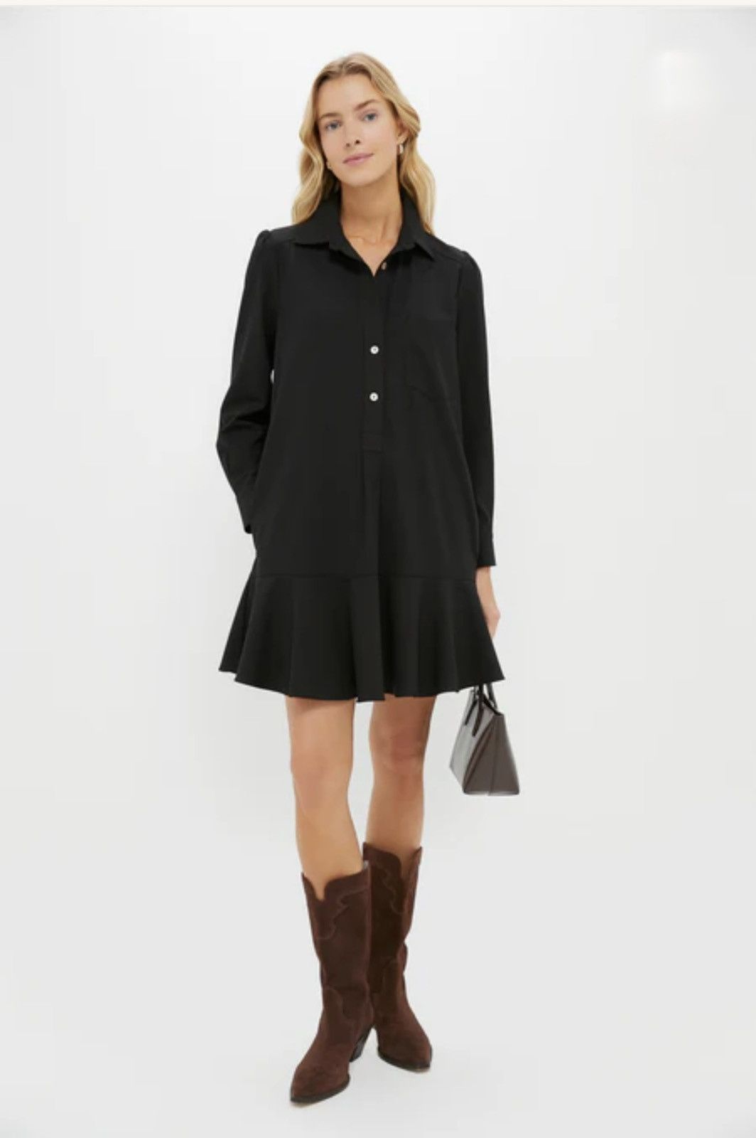 Other Tuckernuck Black Callahan Long Sleeve Crepe Shirt Dress Size S / US 4 / IT 40 - 12 Thumbnail