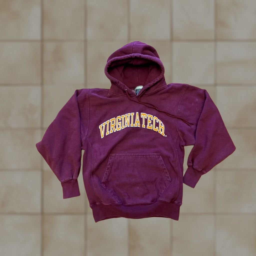 Vintage VINTAGE Virginia Tech Hokies Hoodie Sweatshirt Mens XS Steve Barry's Reversible Embroidered Gold Crew Neck Knit Cotton/Polyester Sweatshirt Size US XS / EU 42 / 0 - 1 Thumbnail