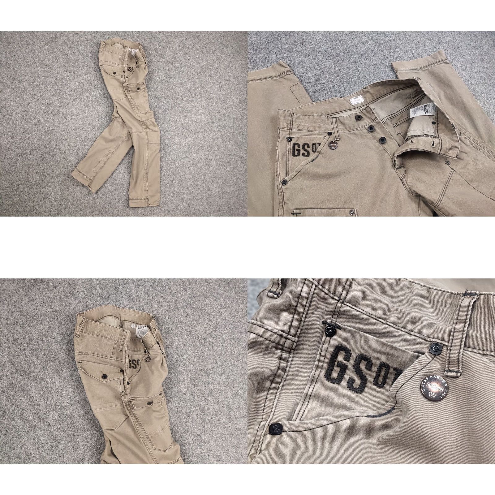 G-Star VINTAGE G-Star RAW 3D TAPERED COJ Dark Beige Canvas Cargo Pants Mens 30 Beige 5-Pocket Cargo 3D Army Stars 3301 Elwood 5620 Size US 30 / EU 46 - 9 Thumbnail