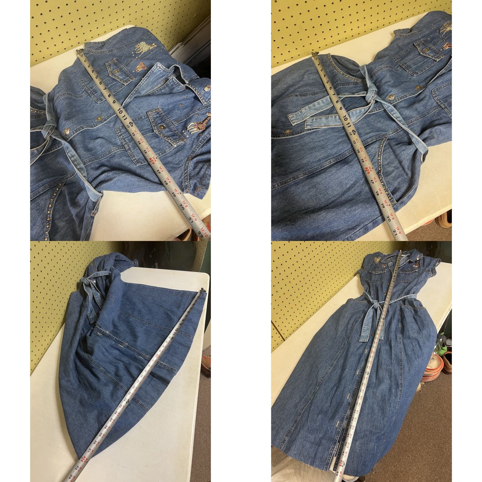 Denime VINTAGE Just For Fun Dress Denim Belted Long USA Made Blue 100% Cotton L Womens Long Dress Belted Pattern: Solid Size 36" / US 14 / IT 50 - 8 Thumbnail