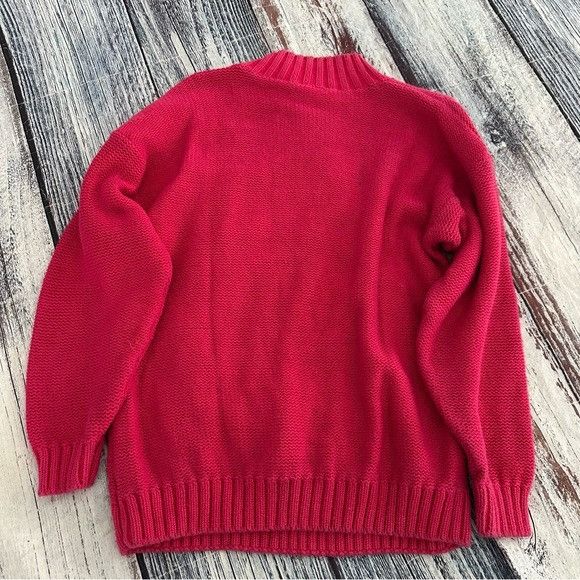 Vintage Vintage Women's Pink Oversized Cable Knit Sweater Size M / US 6-8 / IT 42-44 - 4 Thumbnail